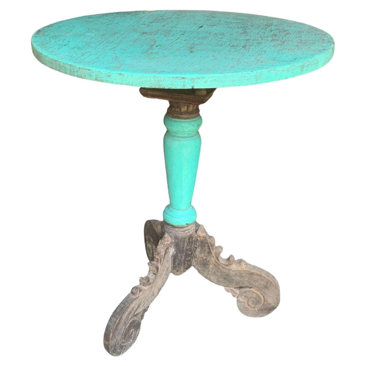 Teak Table with Polychrome, Carved Legs, Madura Island, Java, Indonesia, c. 1950