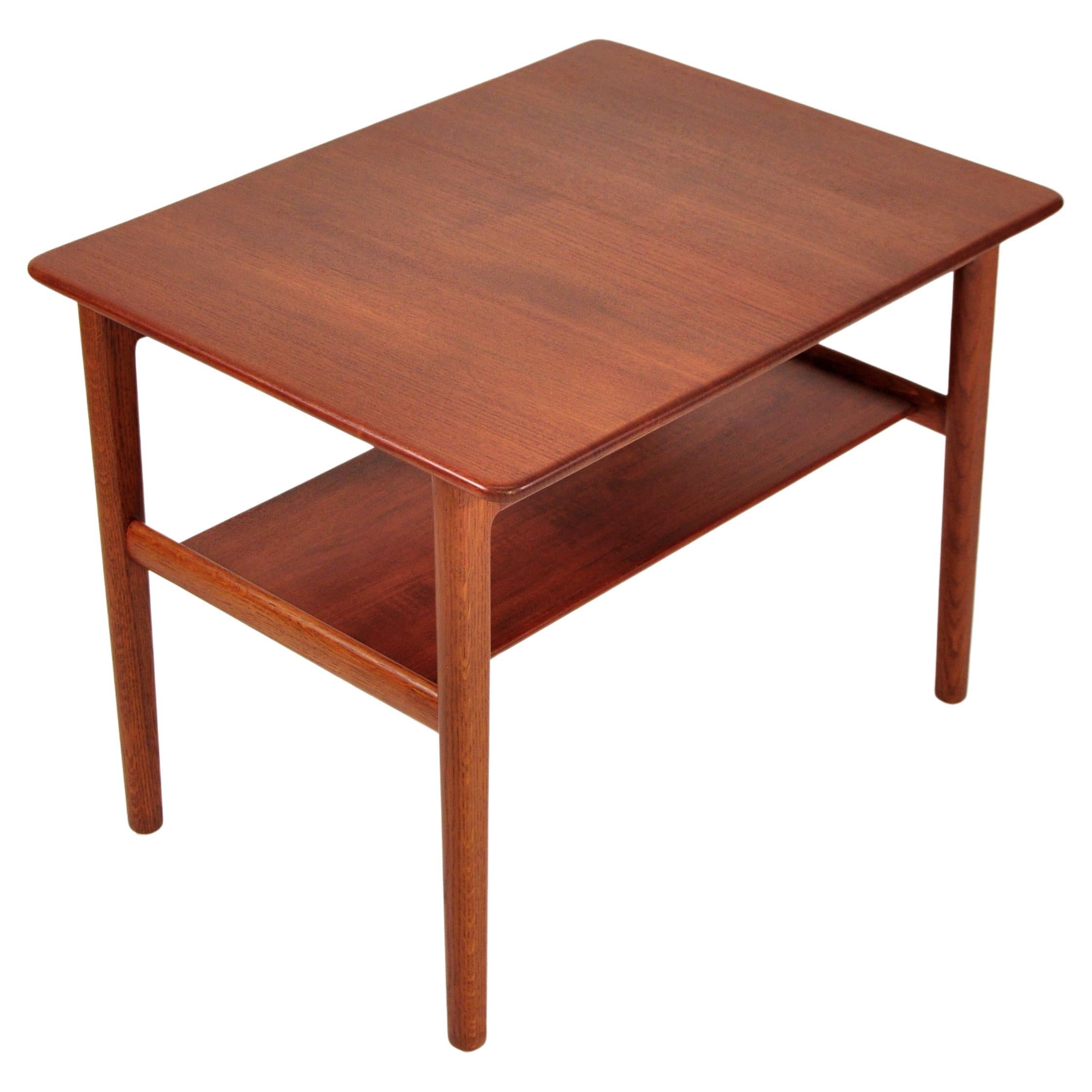 Mid-Century Modern Hans Wegner Teak Table with Hidden Tray, Johannes Hansen, 1960s For Sale