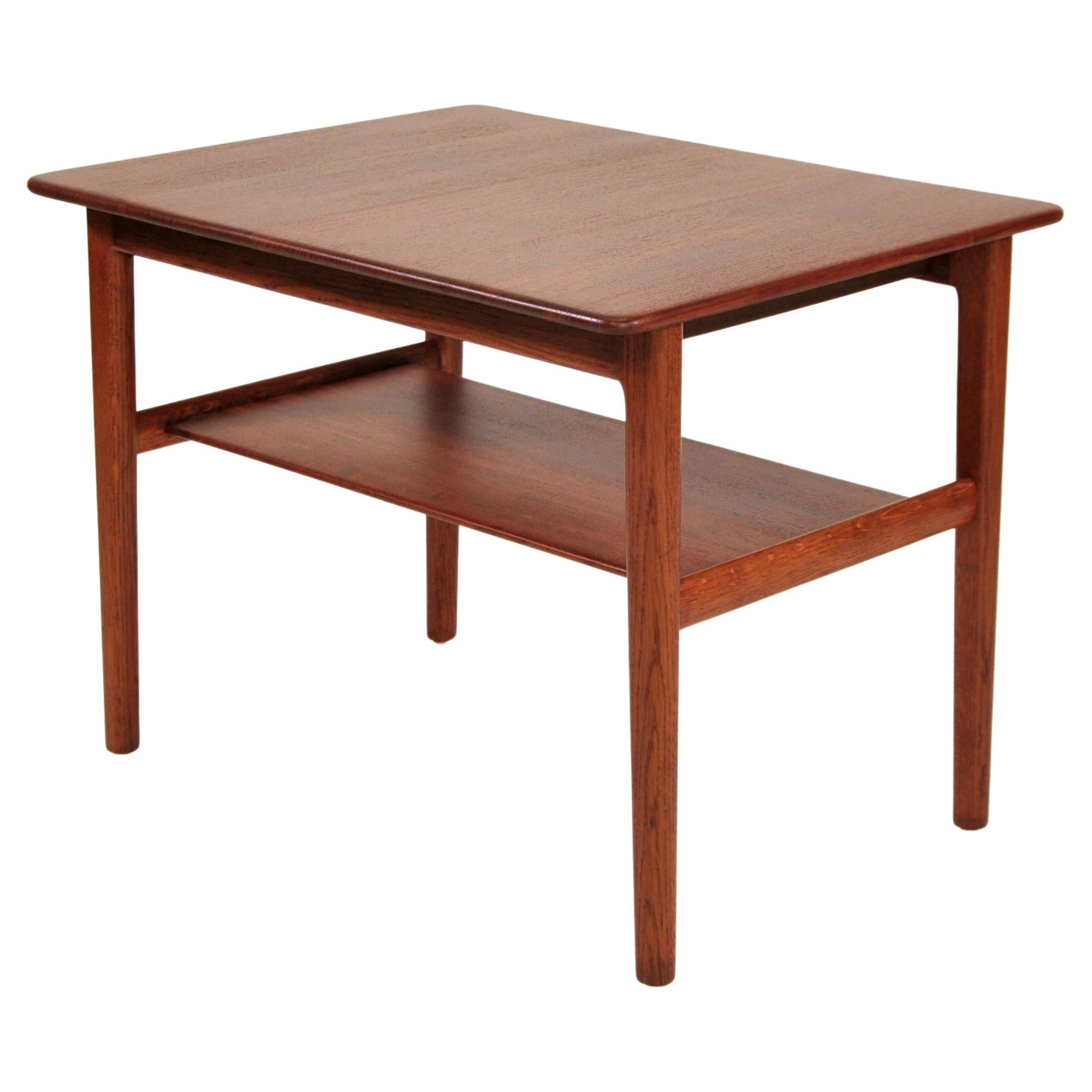 Teck Table en teck de Hans Wegner avec plateau Hidden, Johannes Hansen, 1960s en vente