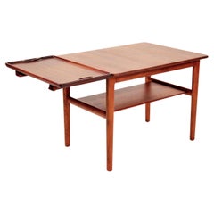 Vintage Hans Wegner Teak Table with Hidden Tray, Johannes Hansen, 1960s