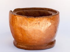 Teak Tabletop Planter or Bowl from an Old Mortar, Indonesia, Late 20th Century