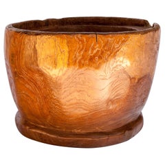 Teak Tabletop Planter or Bowl from an Old Mortar, Indonesia, Late 20th Century