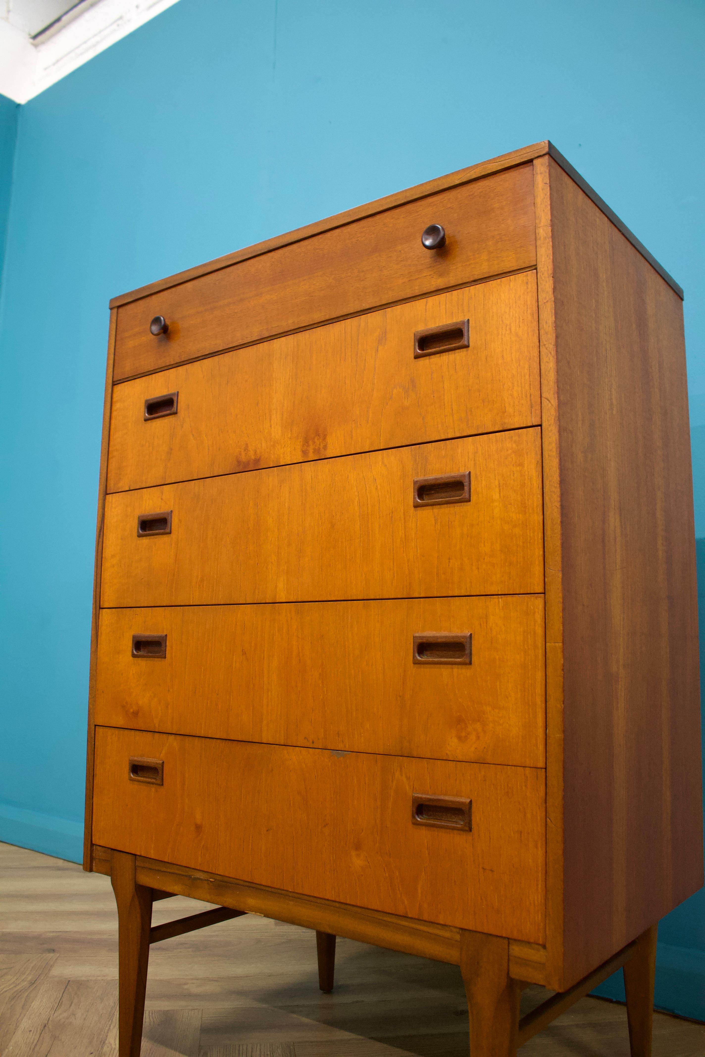 Woodwork Teak Tallboy Chest of Drawers from Nathan, 1960s For Sale
