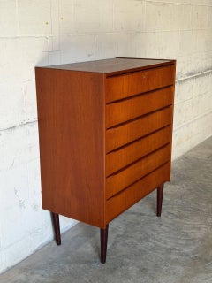 Commode haute en teck à 6 tiroirs, style « Mid-Century Modern » danois, années 1960