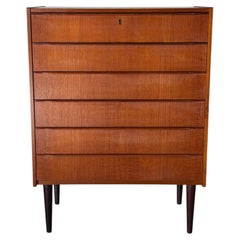 Commode haute en teck à 6 tiroirs, style « Mid-Century Modern » danois, années 1960