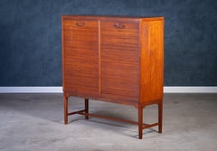 Teak Tambour Cabinet with Brass Handle, Danish design, 1960s