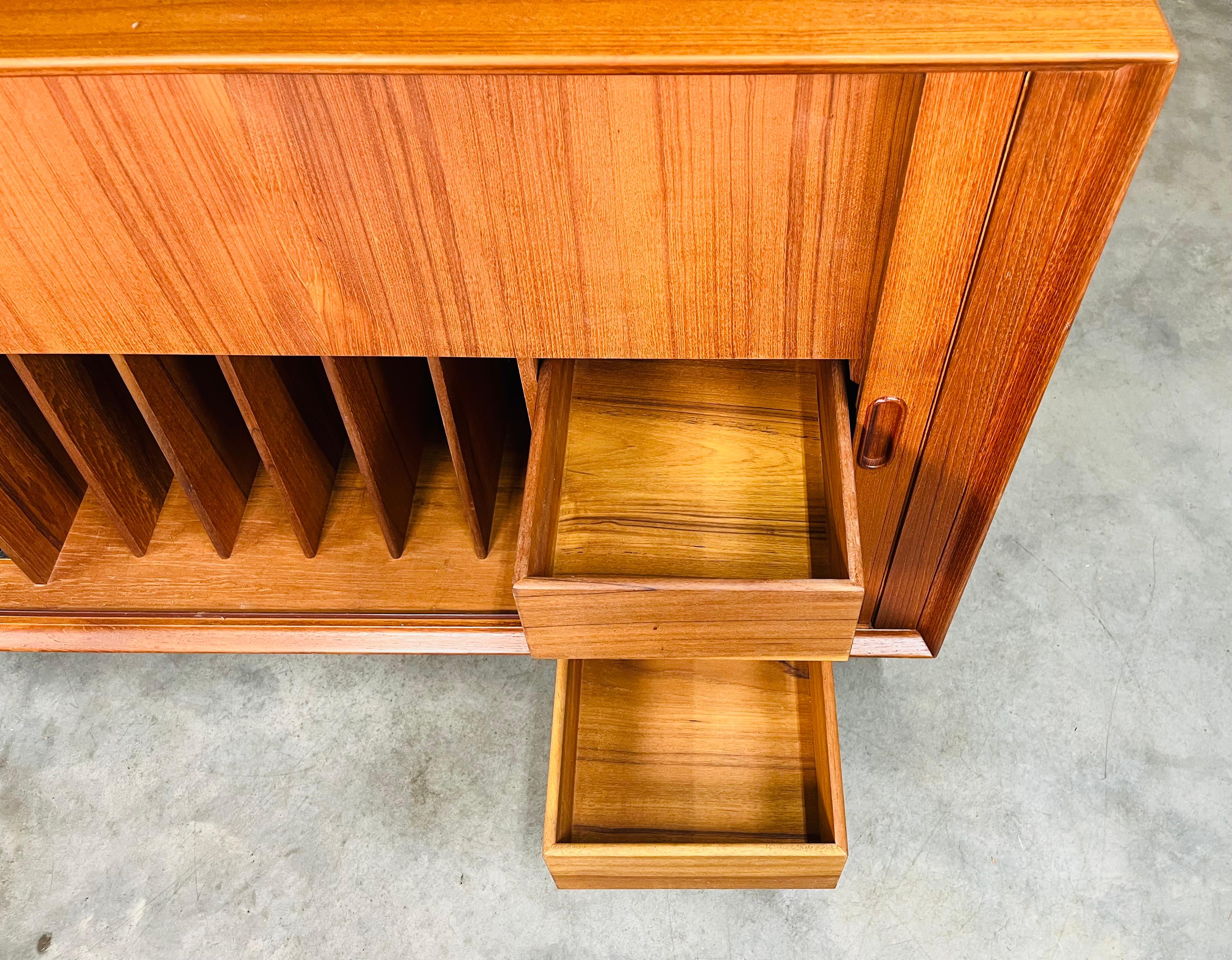 Teak Tambour Door Stereo Console Cabinet By Arne Vodder With Thorens Turntable 4