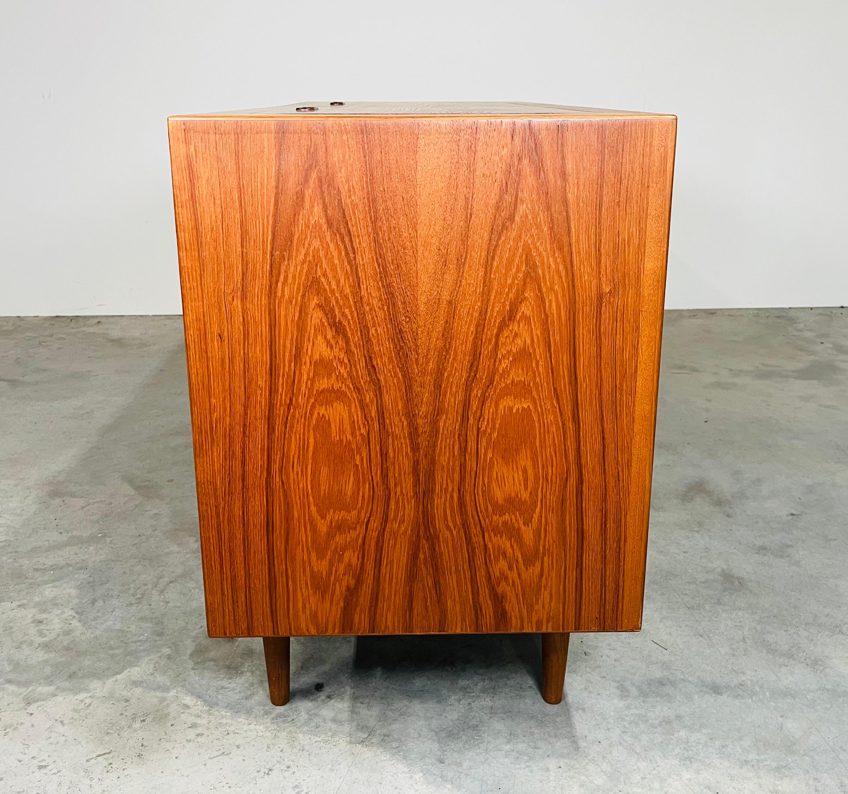 Aluminum Teak Tambour Door Stereo Console Cabinet By Arne Vodder With Thorens Turntable