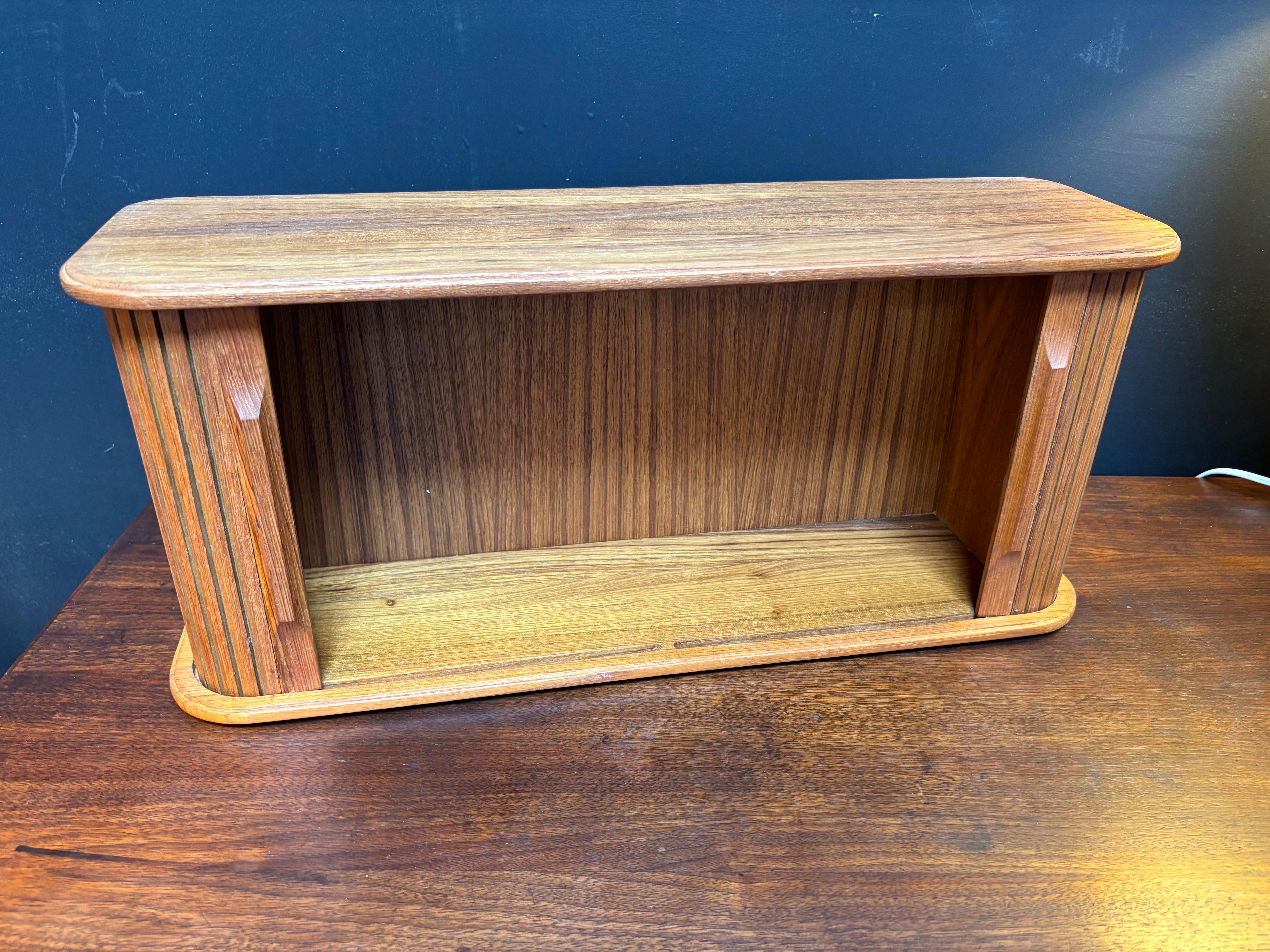 Teak Tambour Door Wall Storage Box For Sale 3