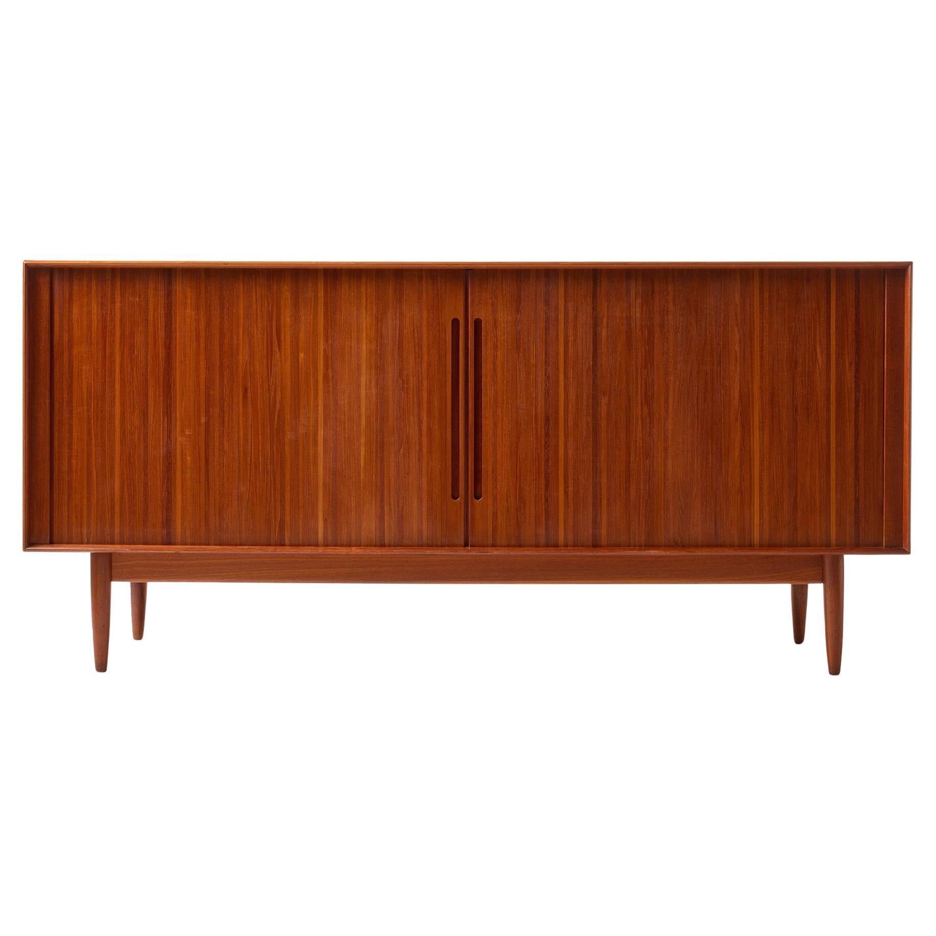 Teak Tambour Sideboard by Johannes Aasbjerg, 1960s For Sale