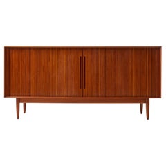 Credenza a tamburo in teak di Johannes Aasbjerg, anni '60