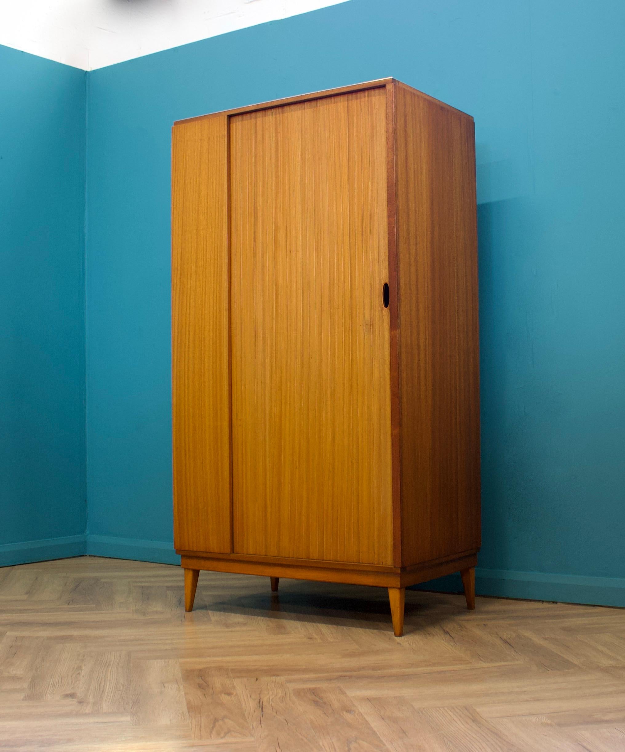 British Teak Tambour Wardrobe from Austinsuite, 1960s