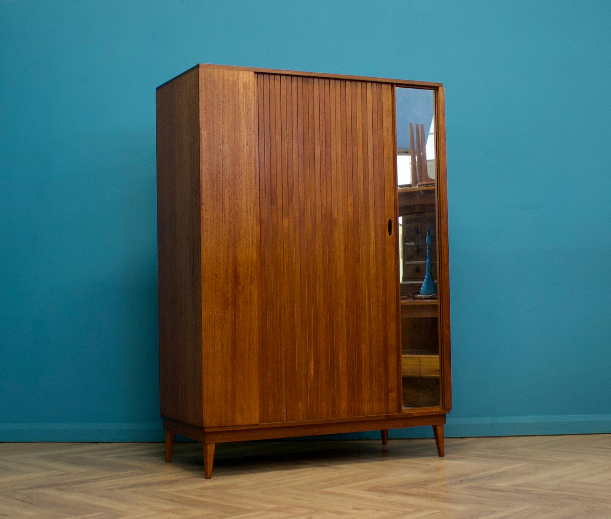 British Teak Tambour Wardrobe from Austinsuite, 1960s