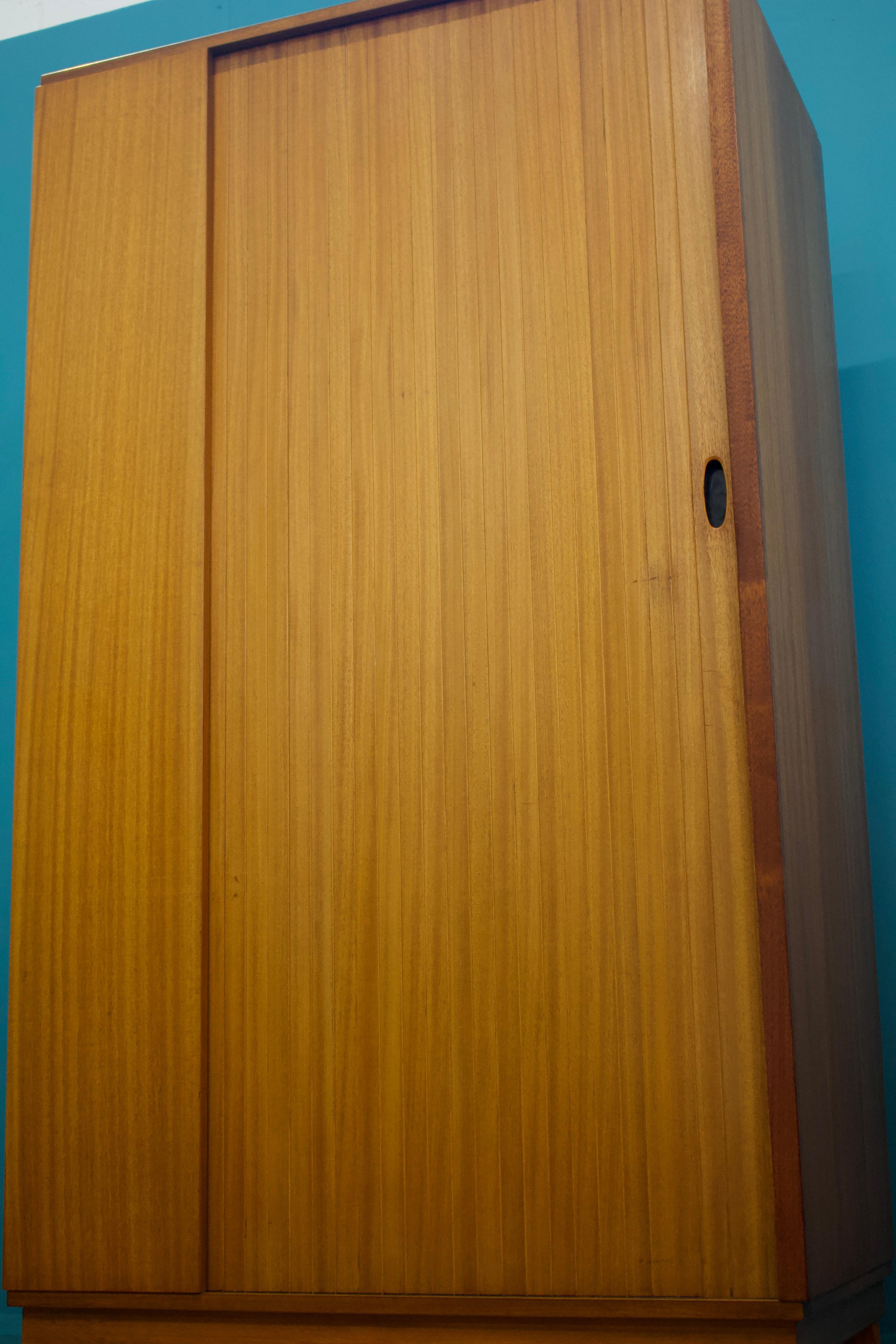 Veneer Teak Tambour Wardrobe from Austinsuite, 1960s