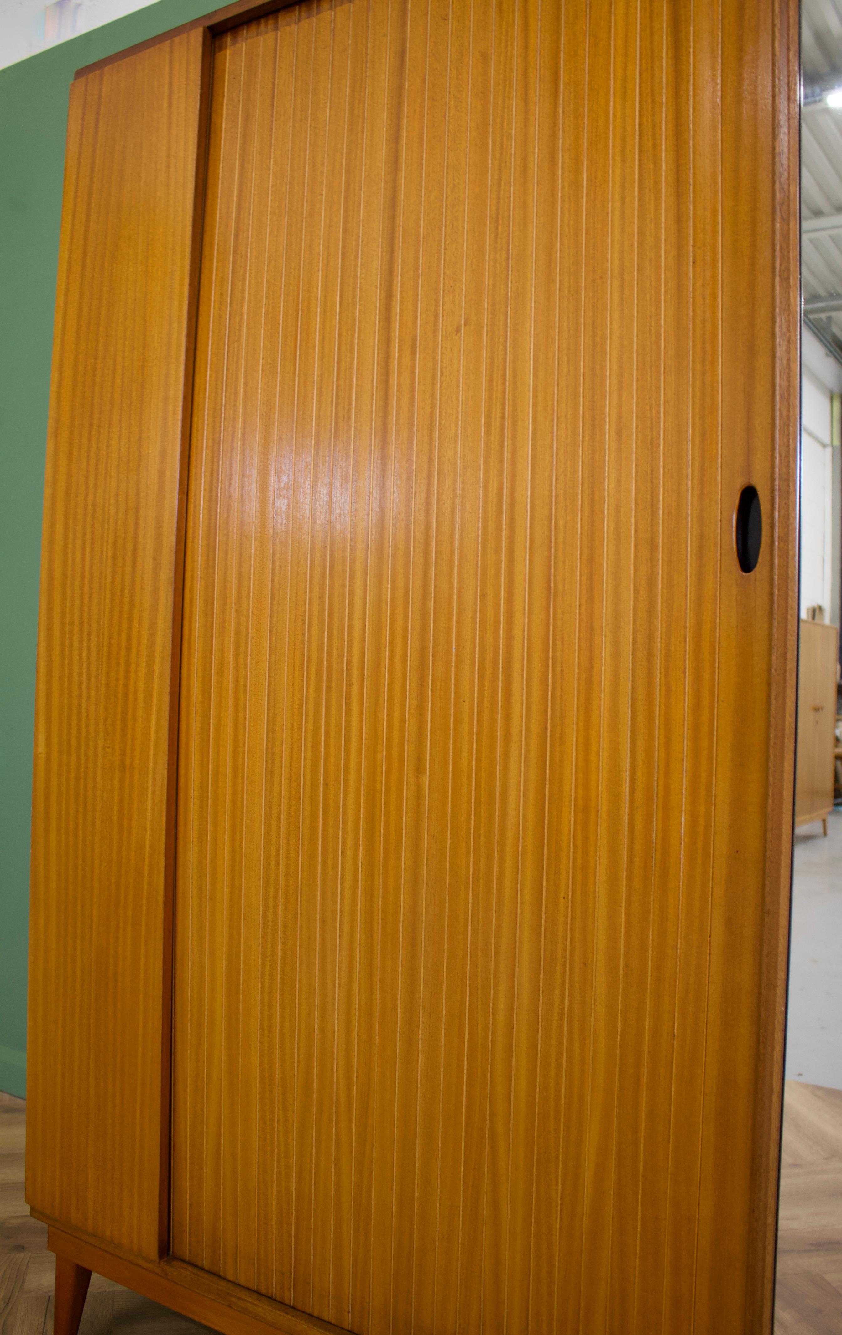 Teak Tambour Wardrobe from Austinsuite, 1960s In Good Condition In South Shields, GB