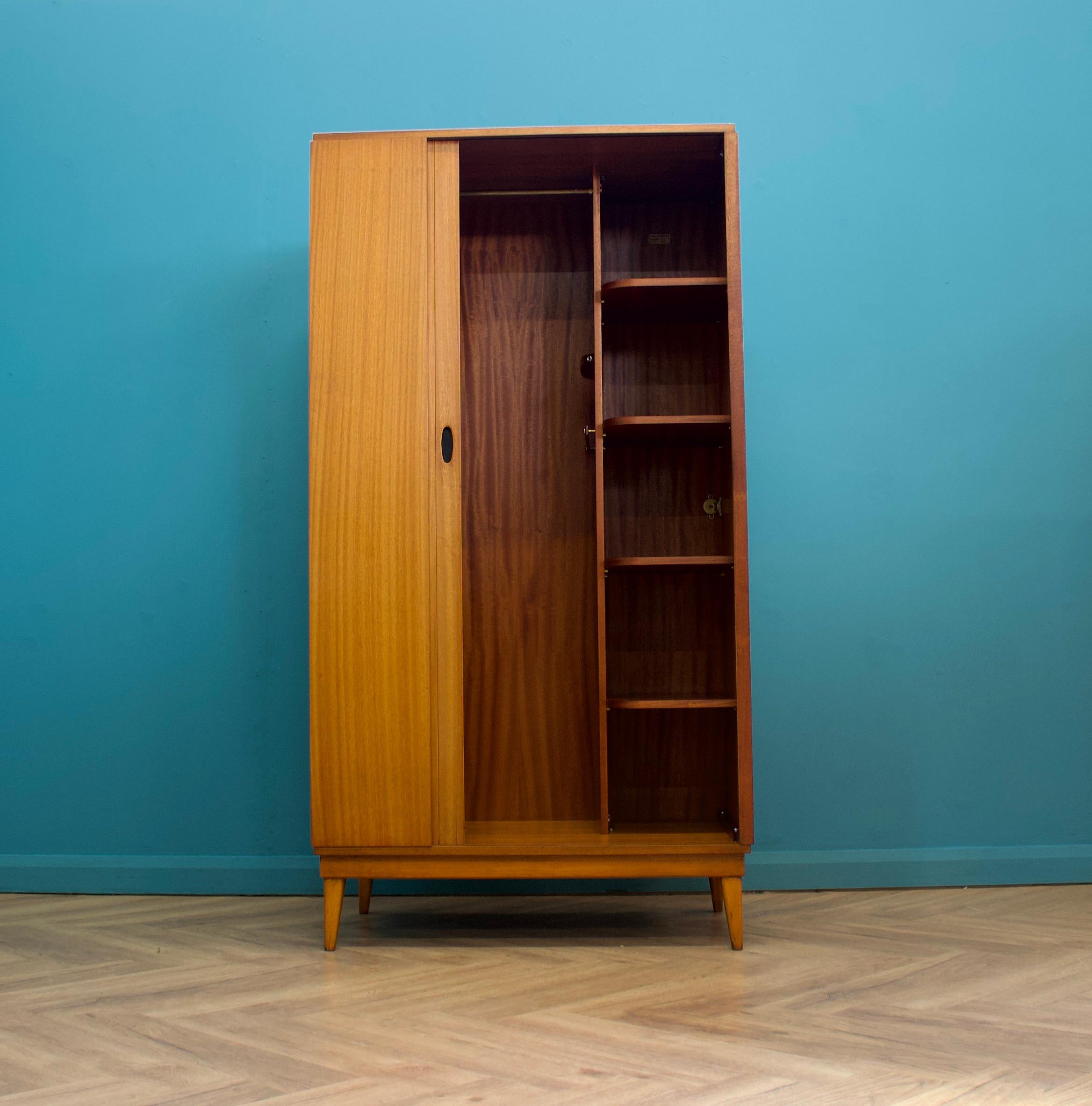 Teak Tambour Wardrobe from Austinsuite, 1960s In Good Condition In South Shields, GB