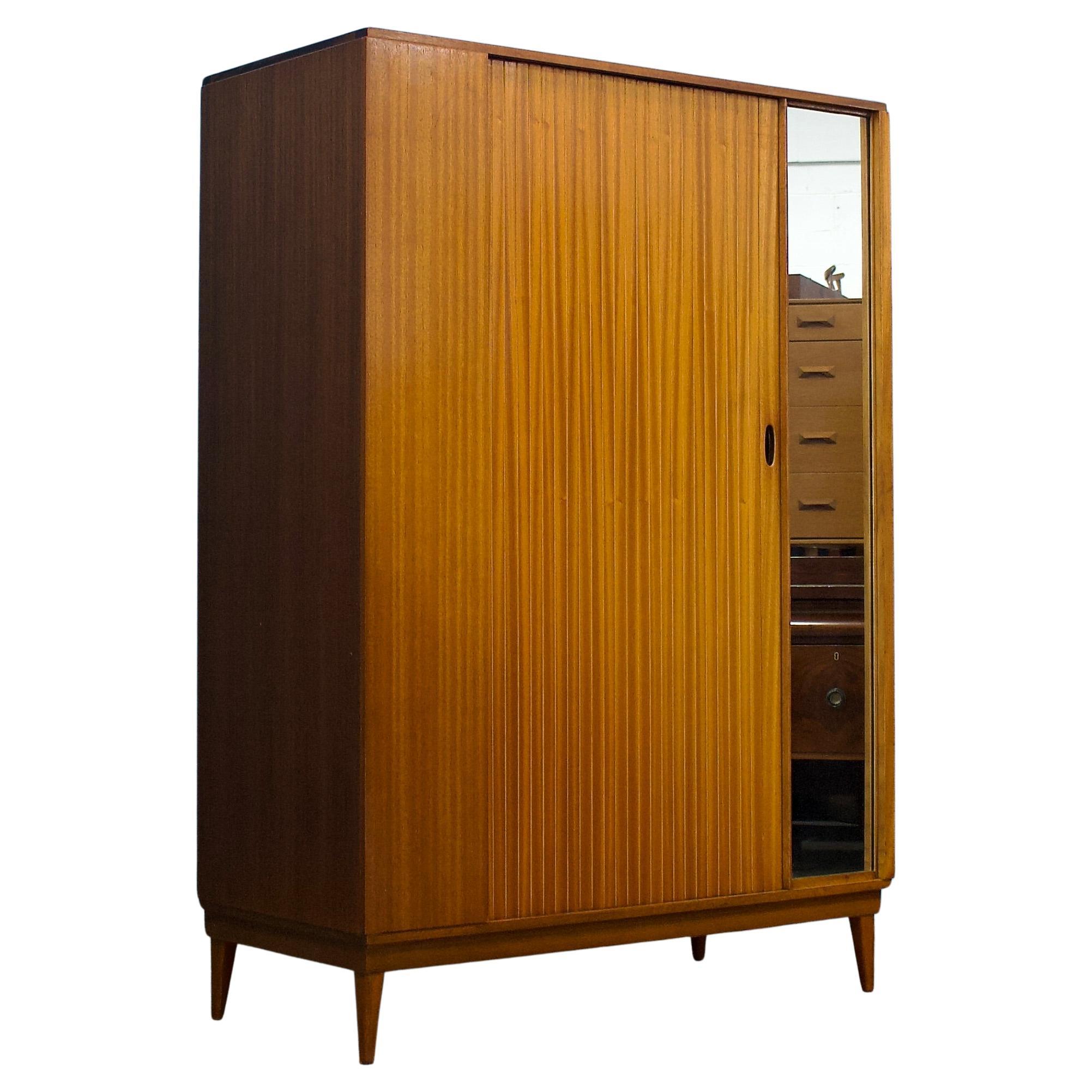 Teak Tambour Wardrobe from Austinsuite, 1960s in vendita