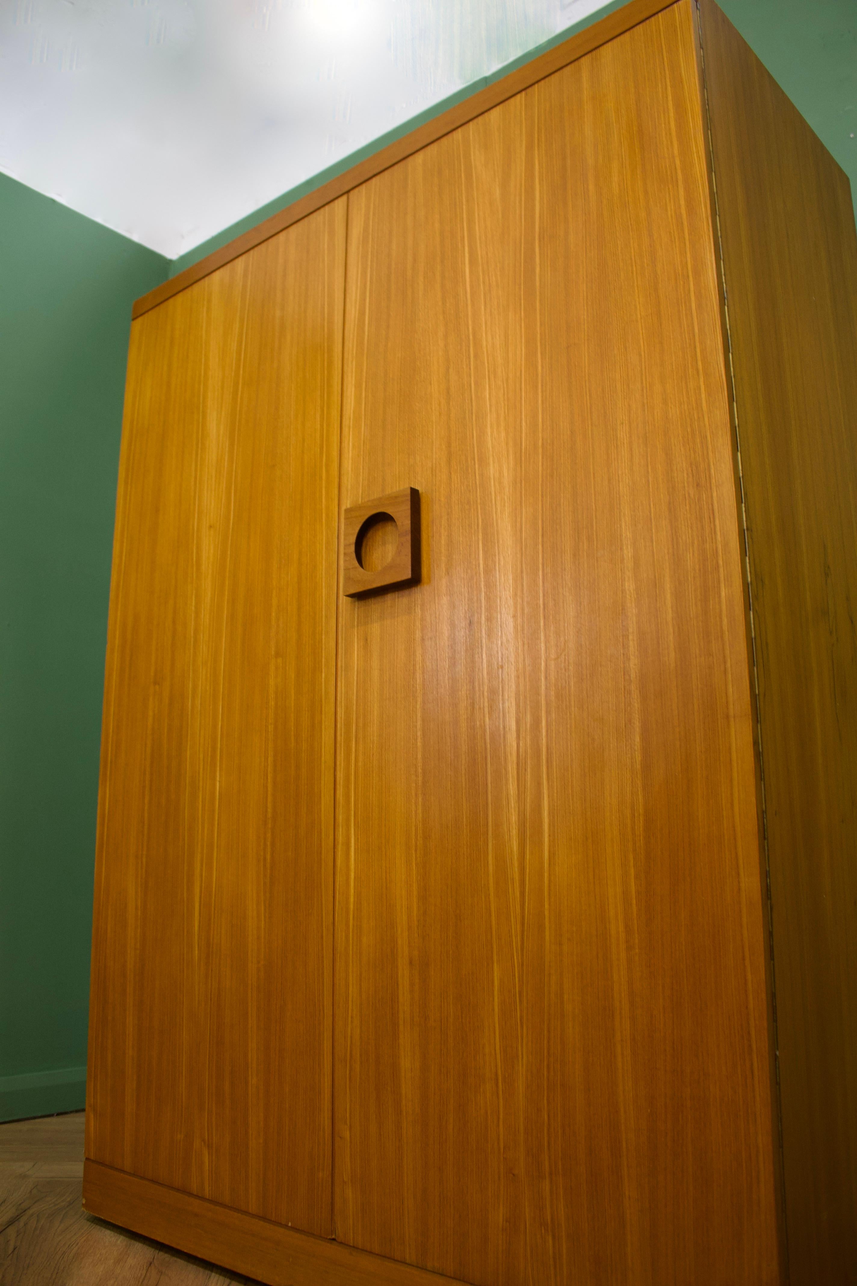 British Teak Tambour Wardrobe from Uniflex, 1960s