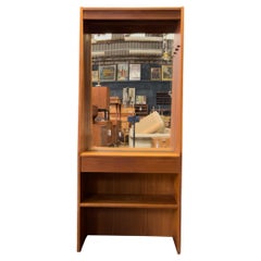Teak Tapered Shelving Unit with Mirror