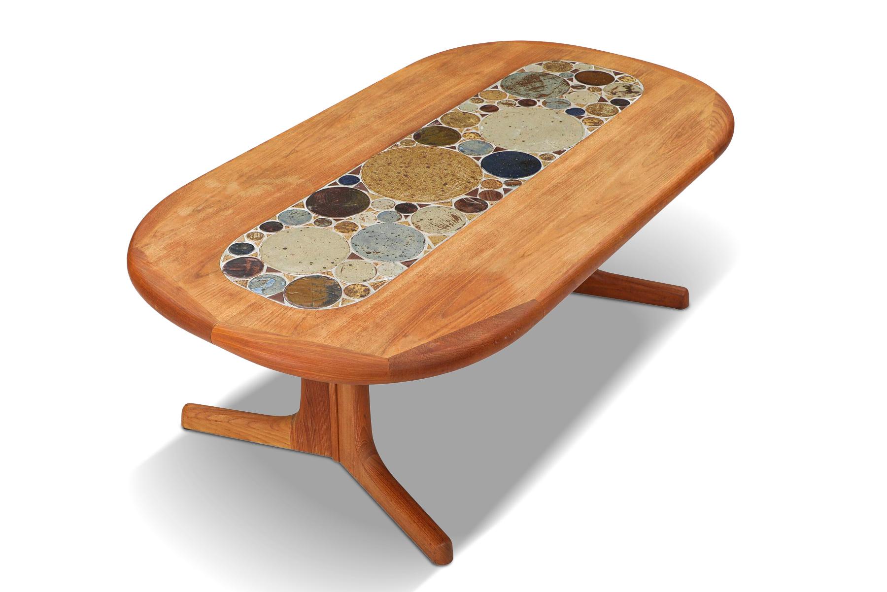 Mid-Century Modern Teak + Tile Coffee Table by Tue Poulsen For Sale