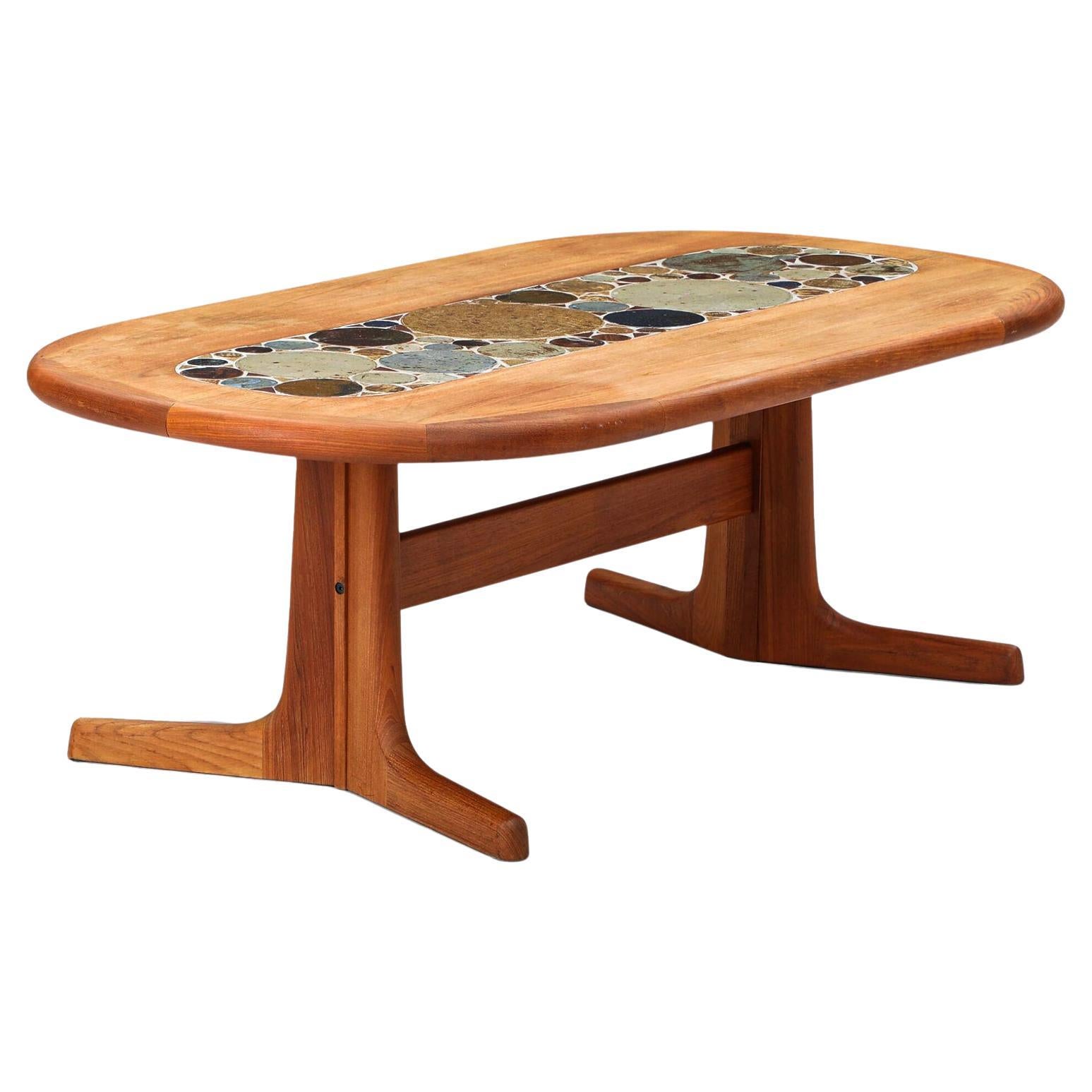 Teak + Tile Coffee Table by Tue Poulsen For Sale