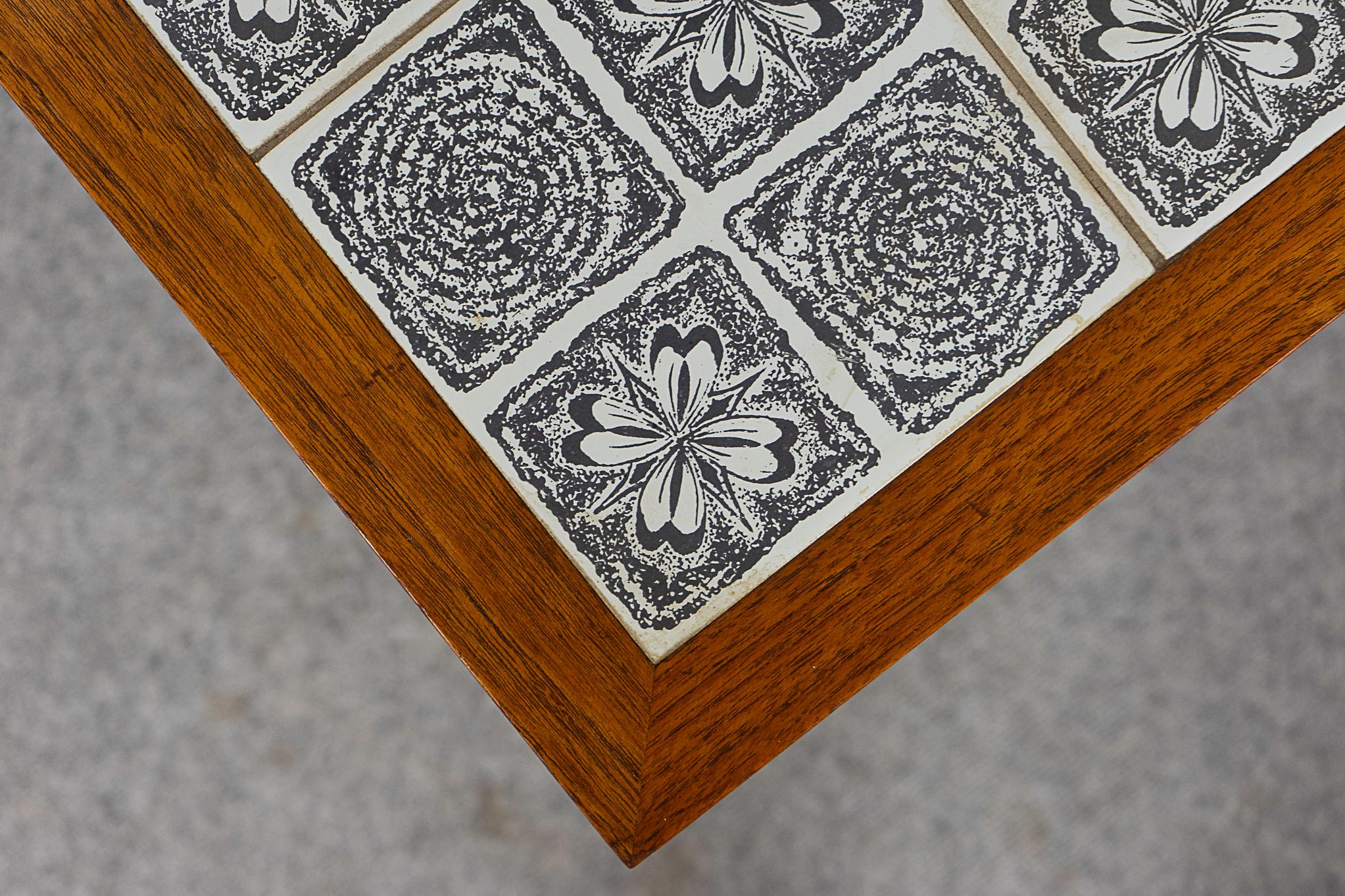 Veneer Teak & Tile Danish Mid-Century Side Table