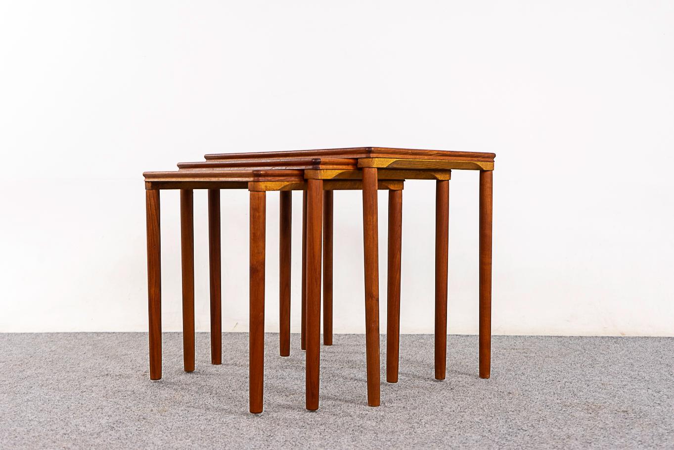 Teak & Tile Danish Modern Nesting Tables For Sale 3
