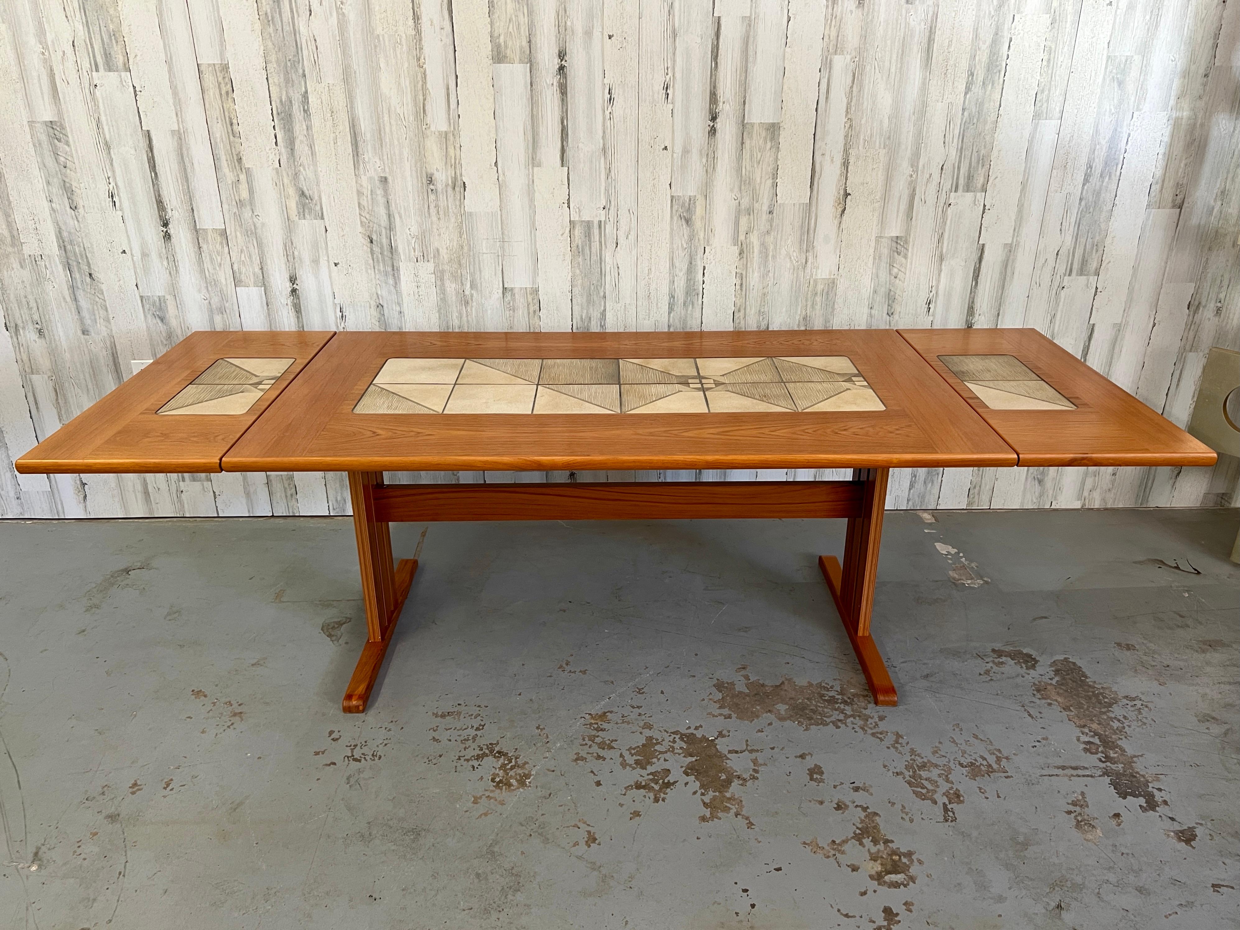 Teak & Tile Dining Table by Gangso Mobler In Good Condition In Denton, TX