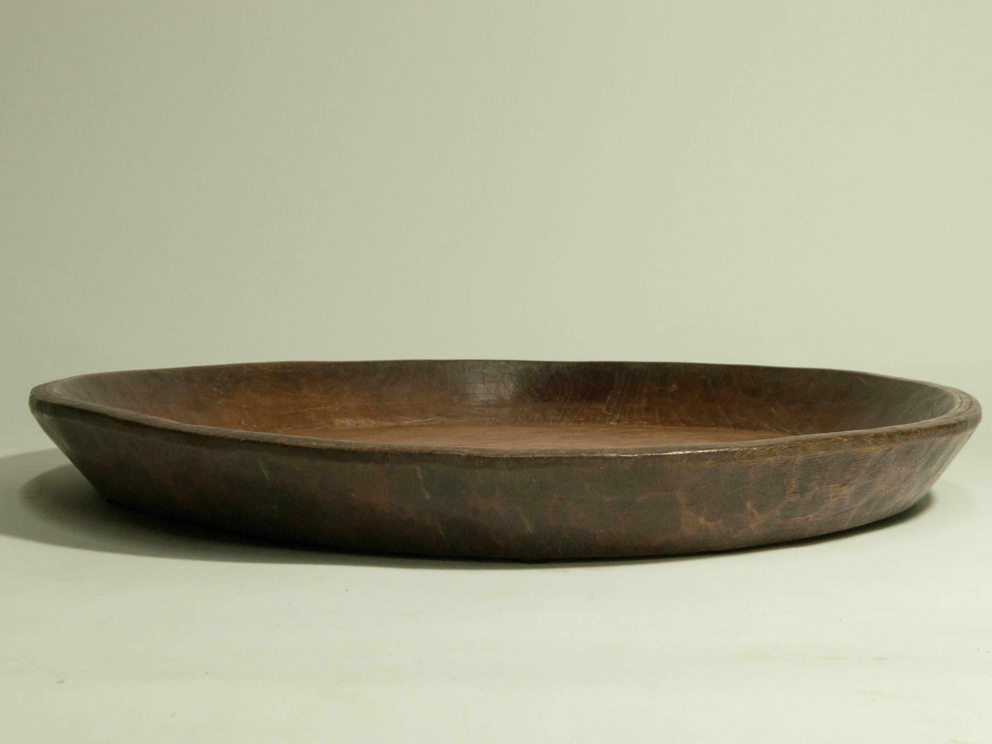 Rustic Vintage Hand Hewn Teak Tray from Java, Mid-20th Century