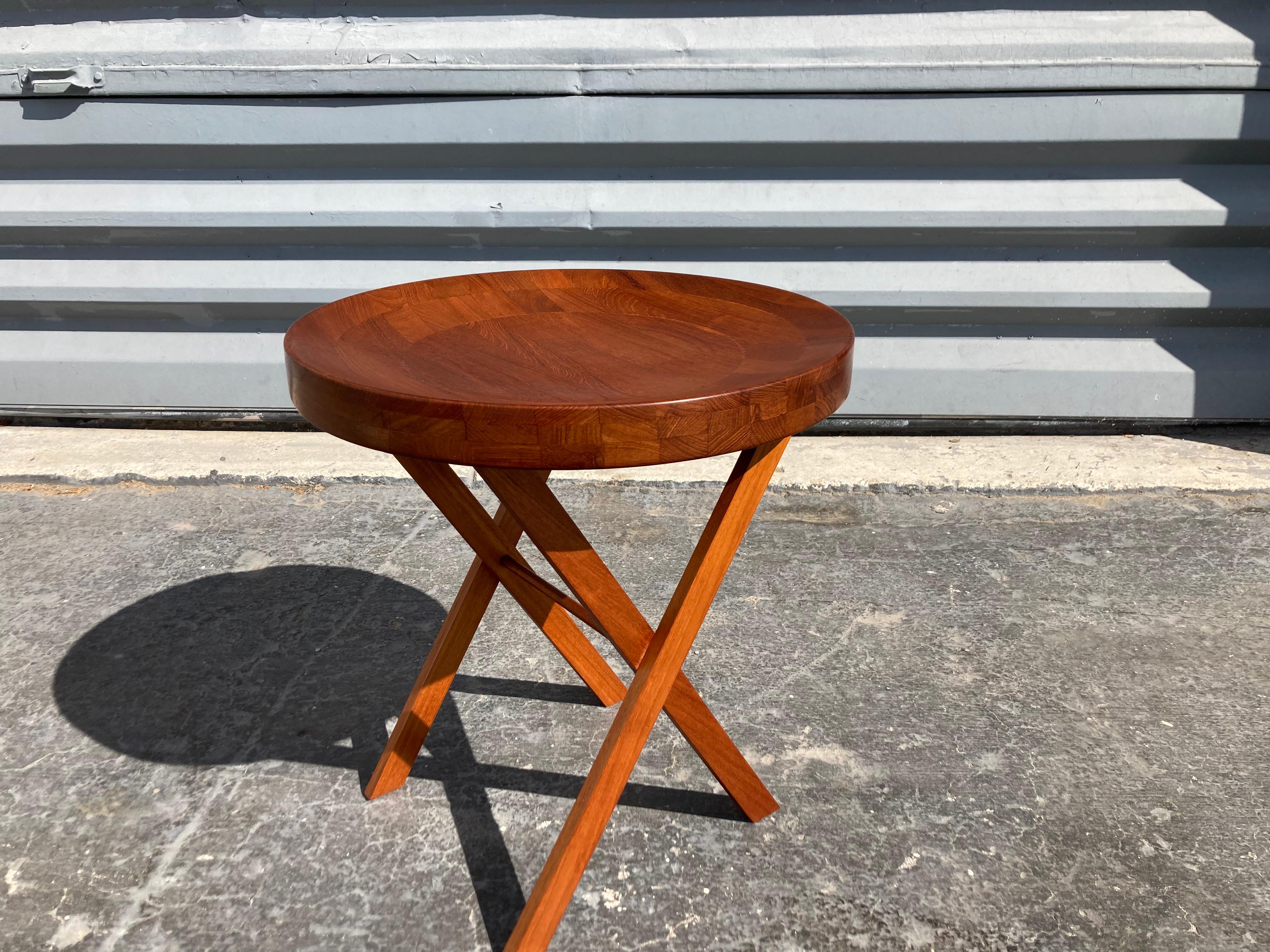 Late 20th Century Teak Tray Side Table, Danish Modern For Sale