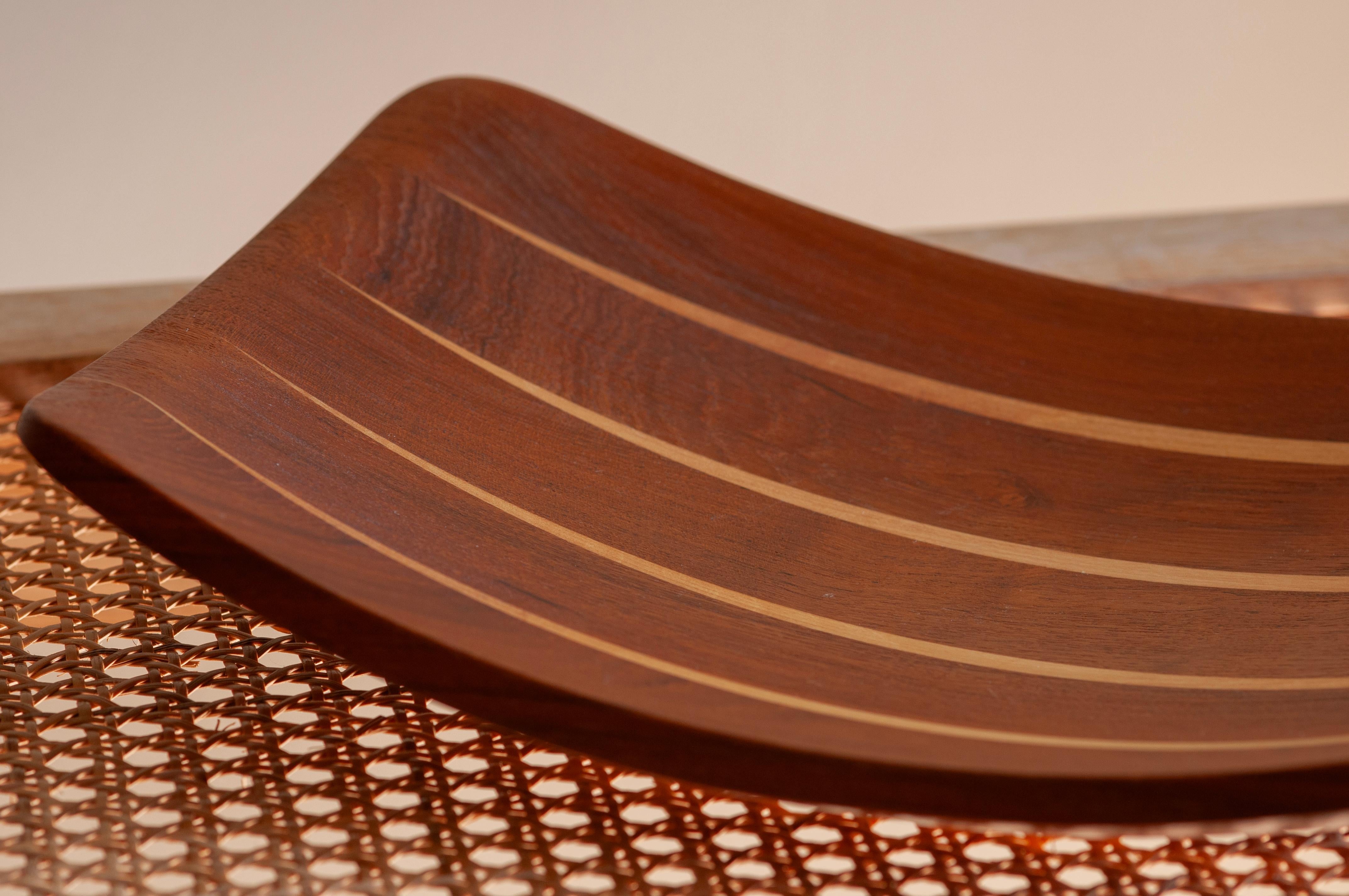 Norwegian Teak tray with birch details by Arne Tidemand Ruud For Sale