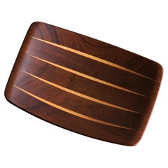 Vintage Teak tray with birch details by Arne Tidemand Ruud