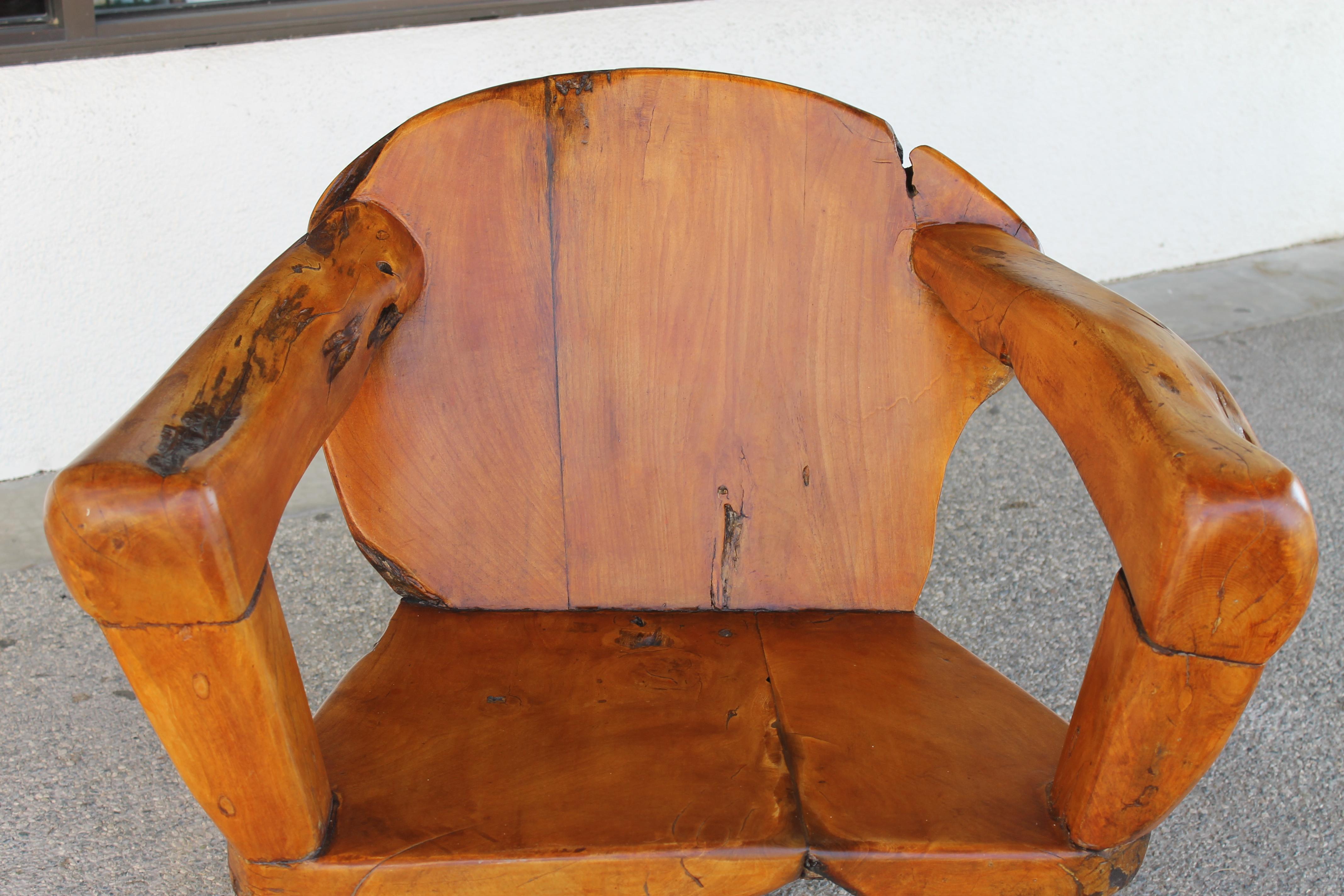 Custom teak tree root handcrafted club chair. This chair is more like a throne. Chair measures: 36