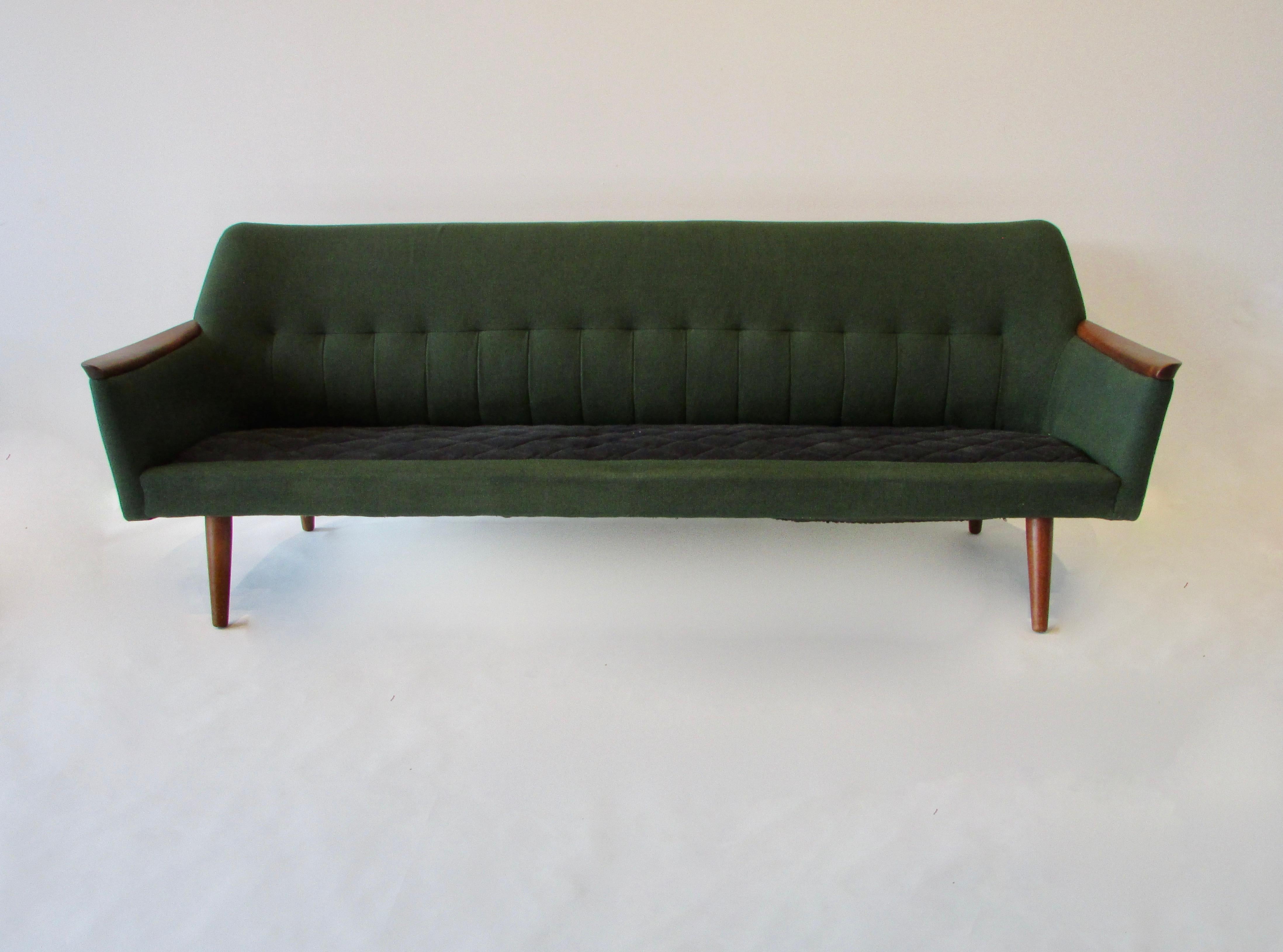 Teak Trimmed Hans Wegner Style Danish Couch as Found Original Condition 5