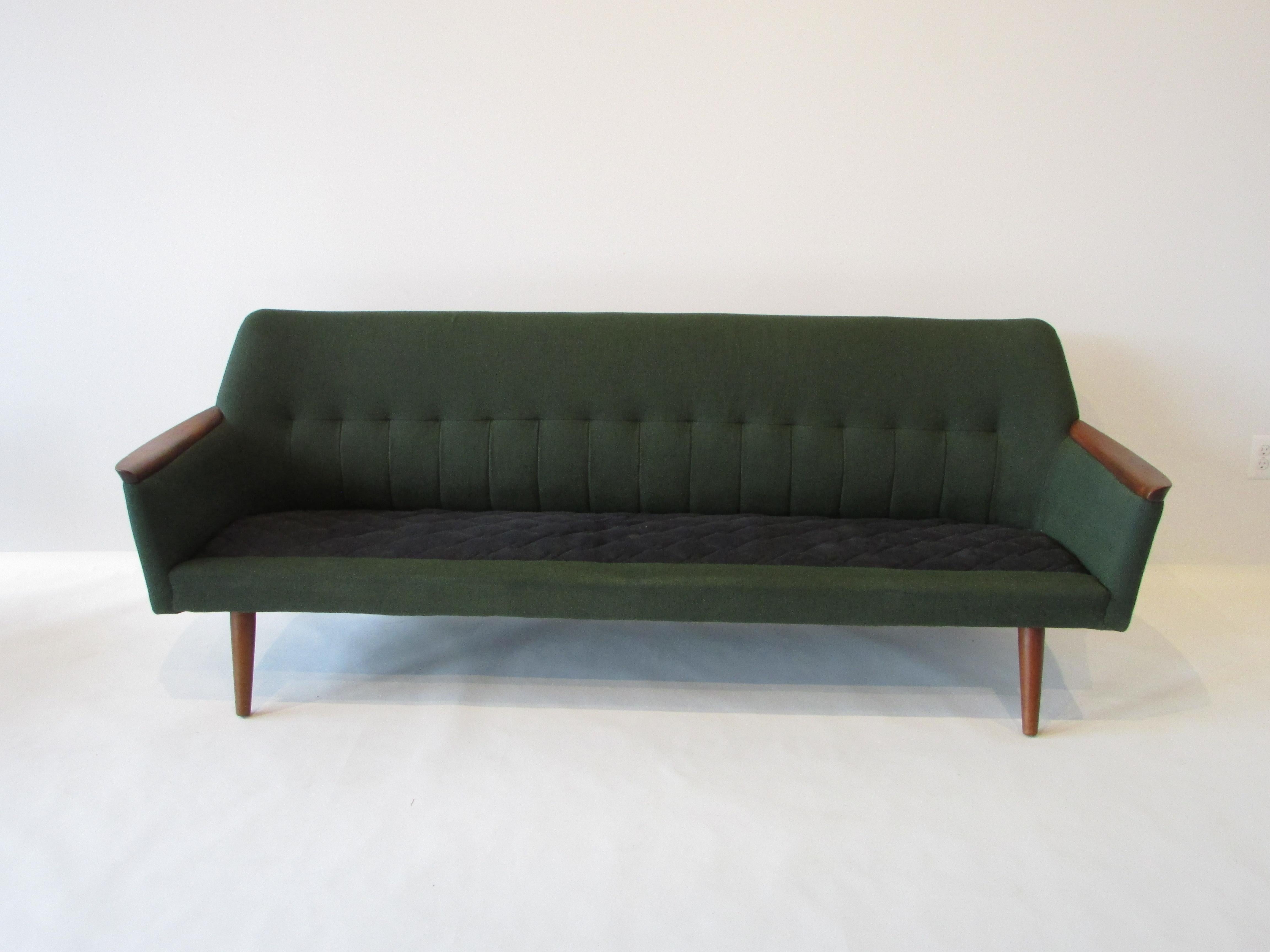Teak Trimmed Hans Wegner Style Danish Couch as Found Original Condition 6