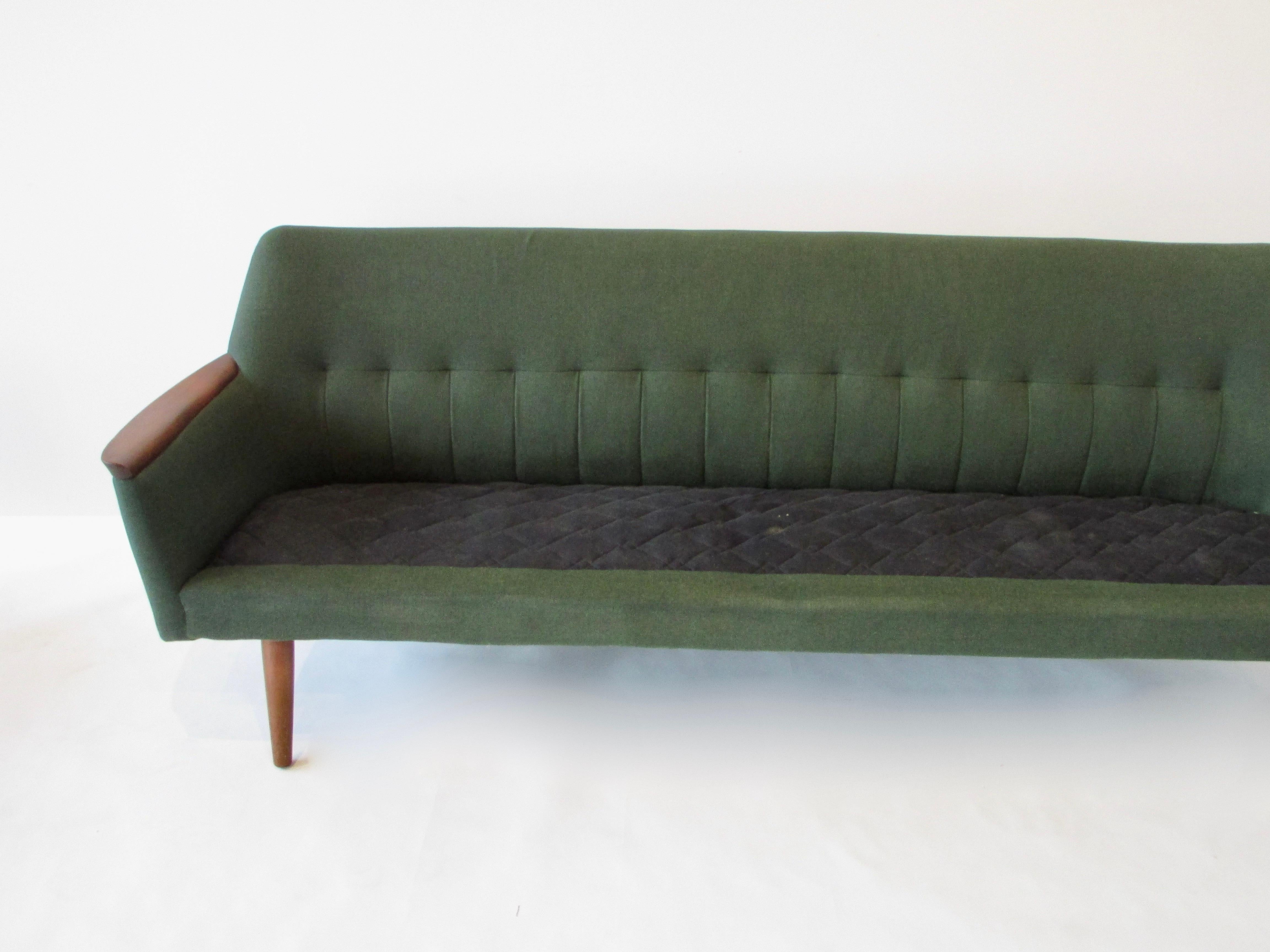 Teak Trimmed Hans Wegner Style Danish Couch as Found Original Condition 7