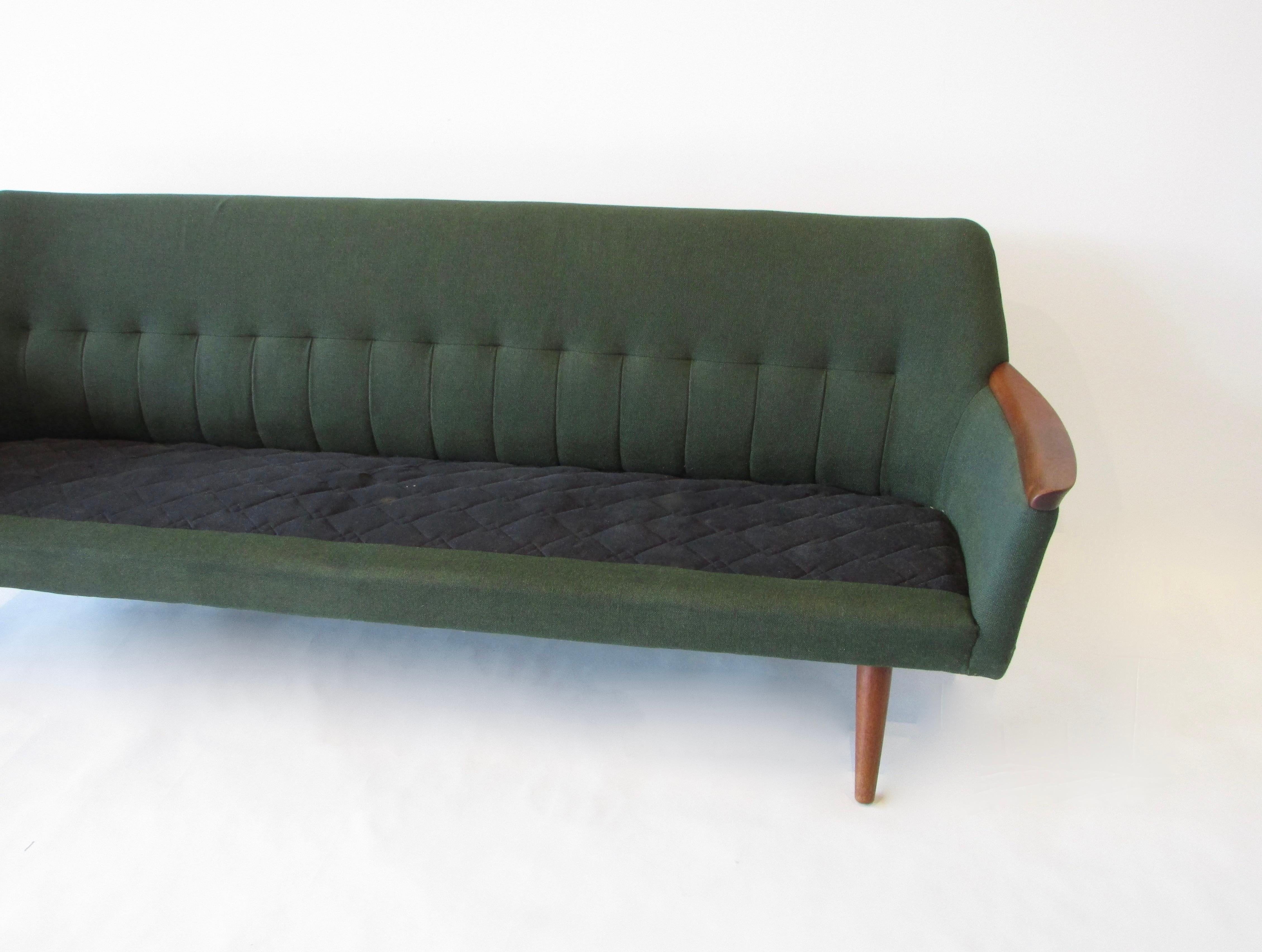 Teak Trimmed Hans Wegner Style Danish Couch as Found Original Condition 8