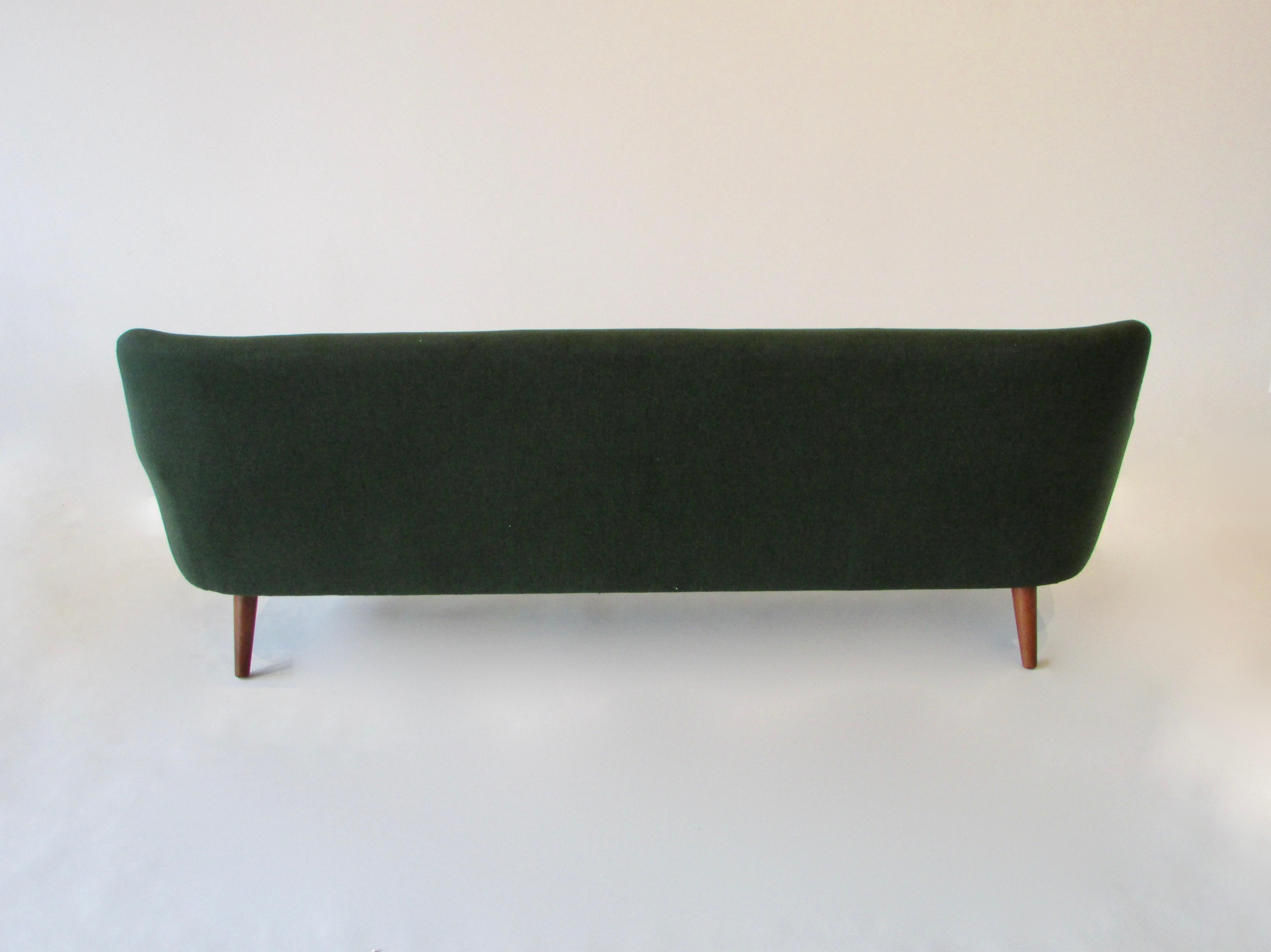 Mid-Century Modern Teak Trimmed Hans Wegner Style Danish Couch as Found Original Condition