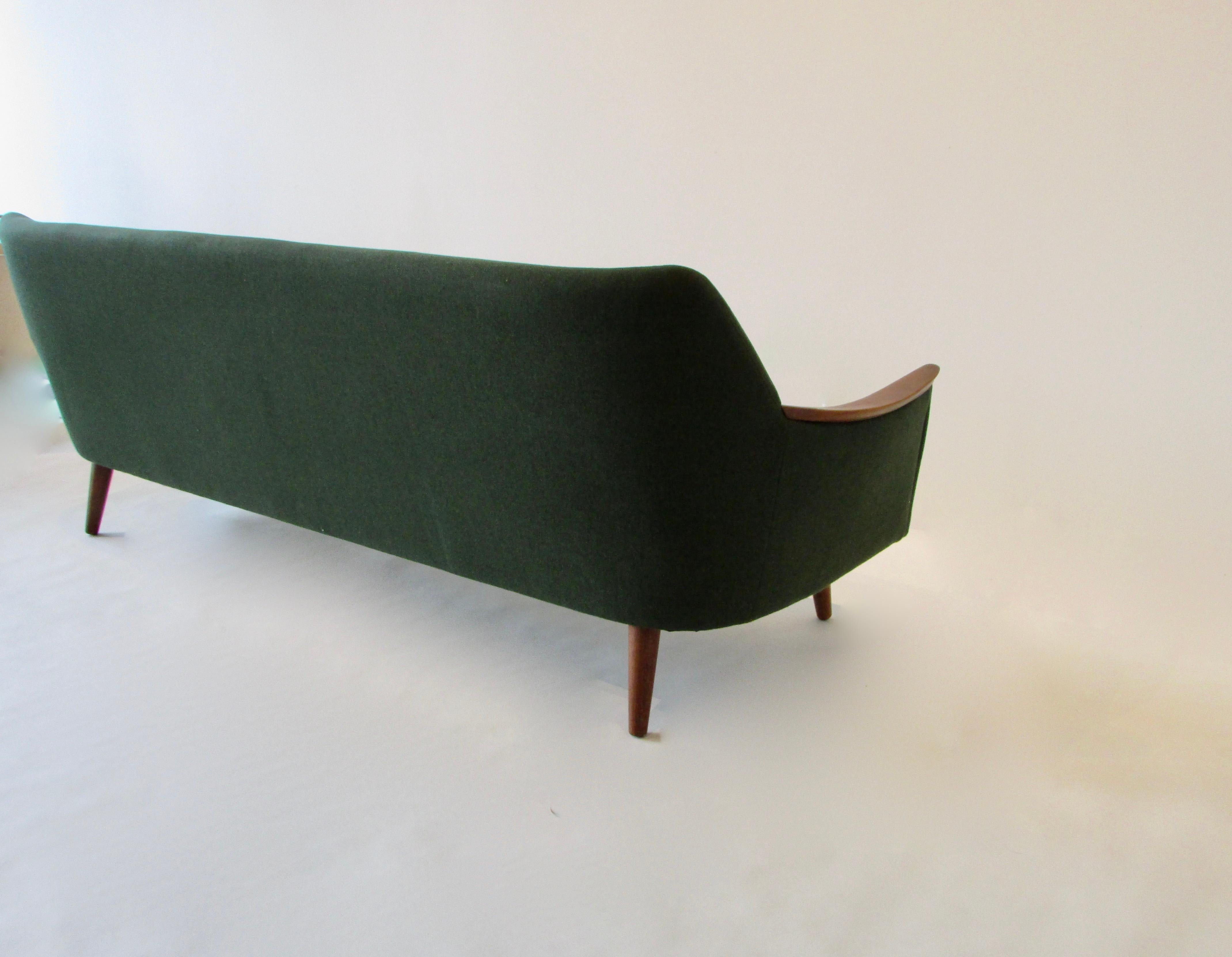 Teak Trimmed Hans Wegner Style Danish Couch as Found Original Condition 1