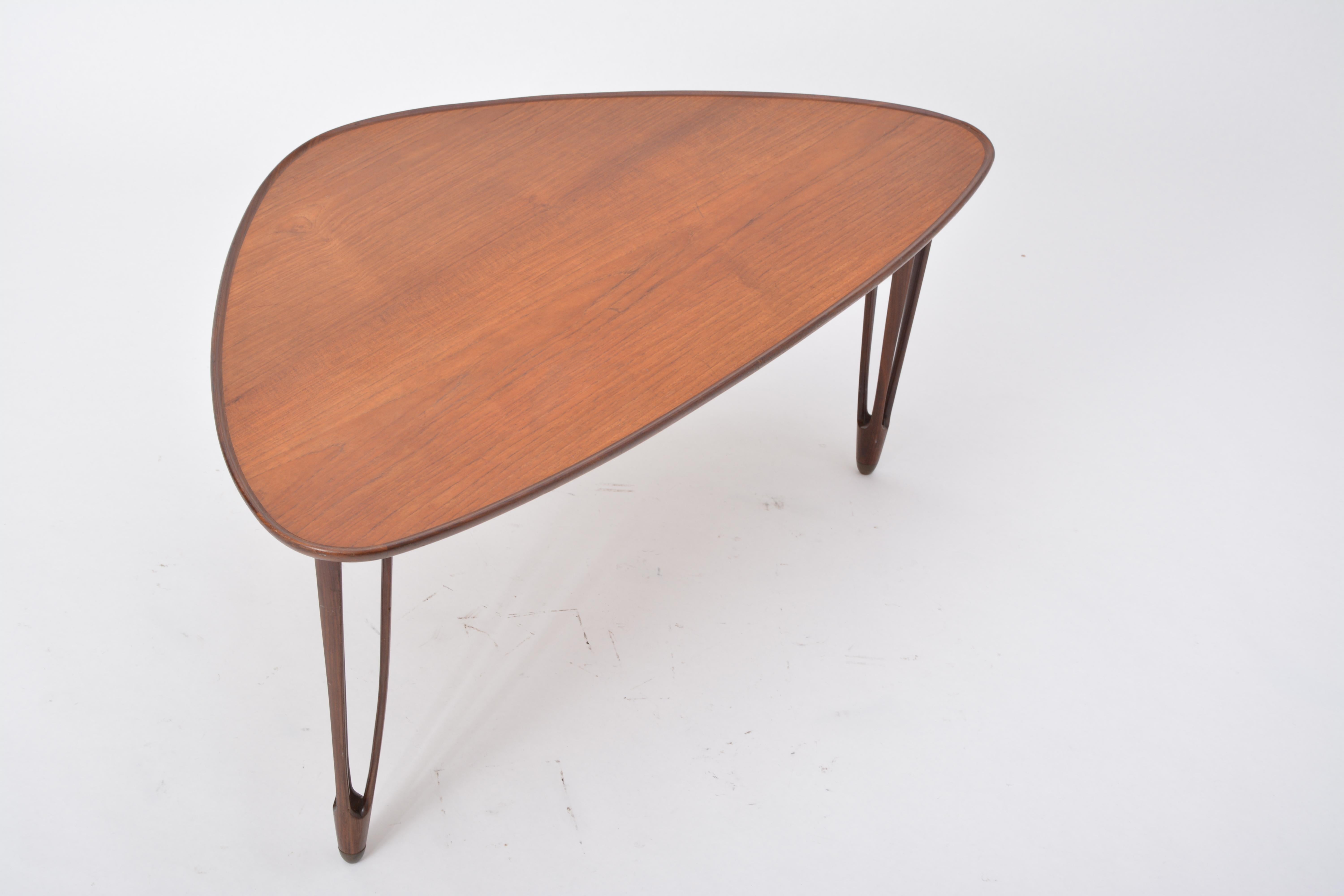 Danish Mid-Century Modern Teak tripod coffee table from BC Mobler 5