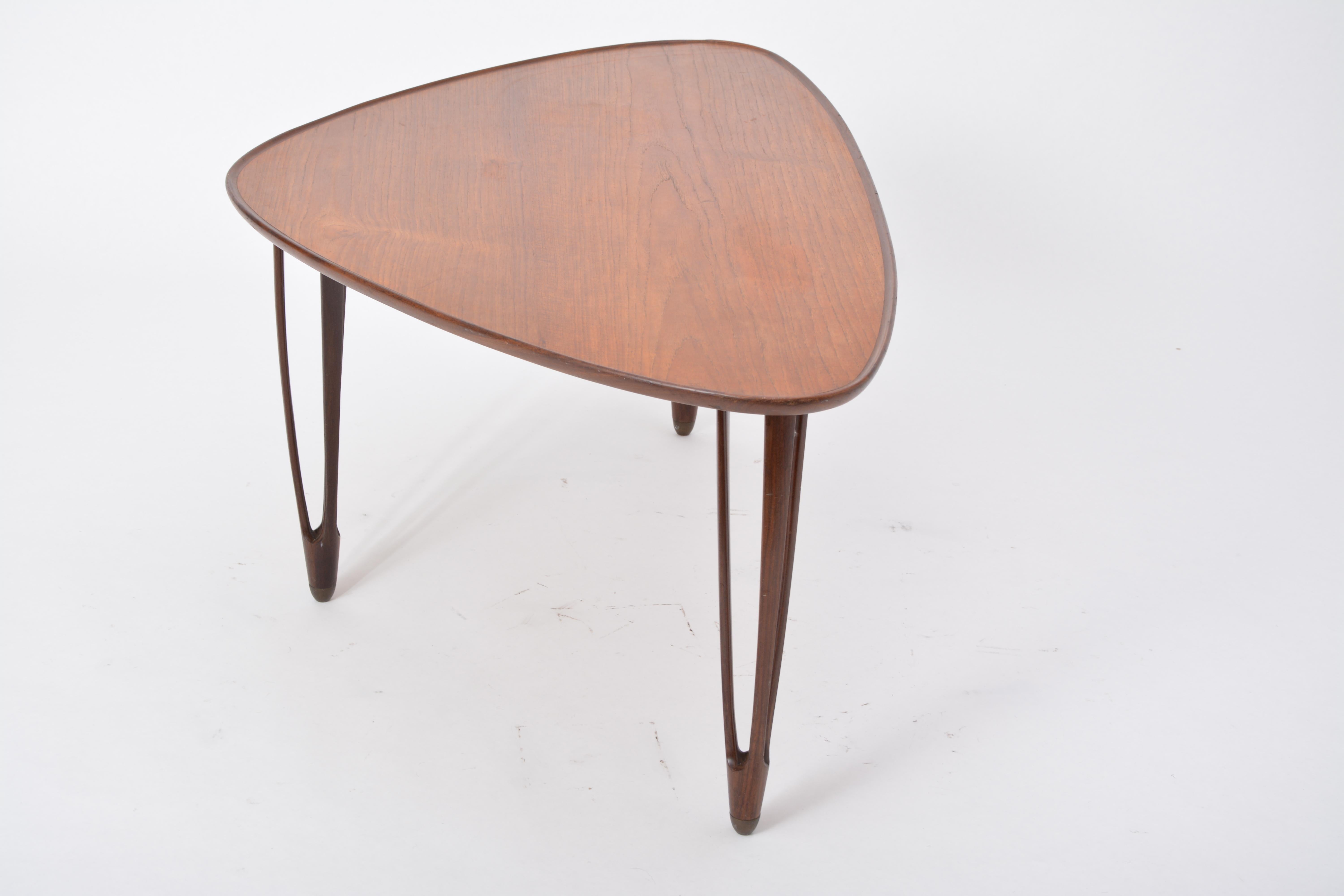 Danish Mid-Century Modern Teak tripod coffee table from BC Mobler 6