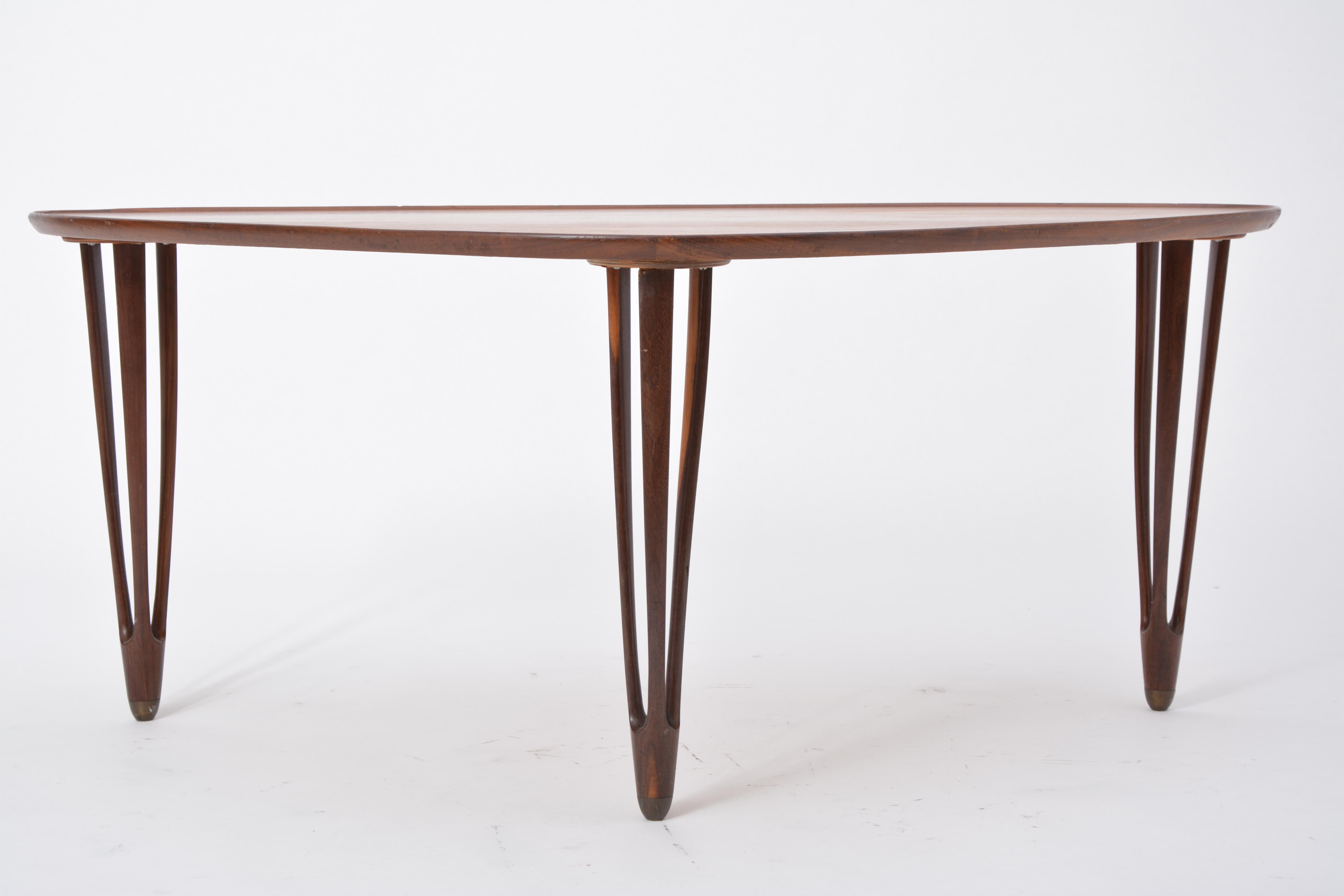 Danish Mid-Century Modern Teak tripod coffee table from BC Mobler 7
