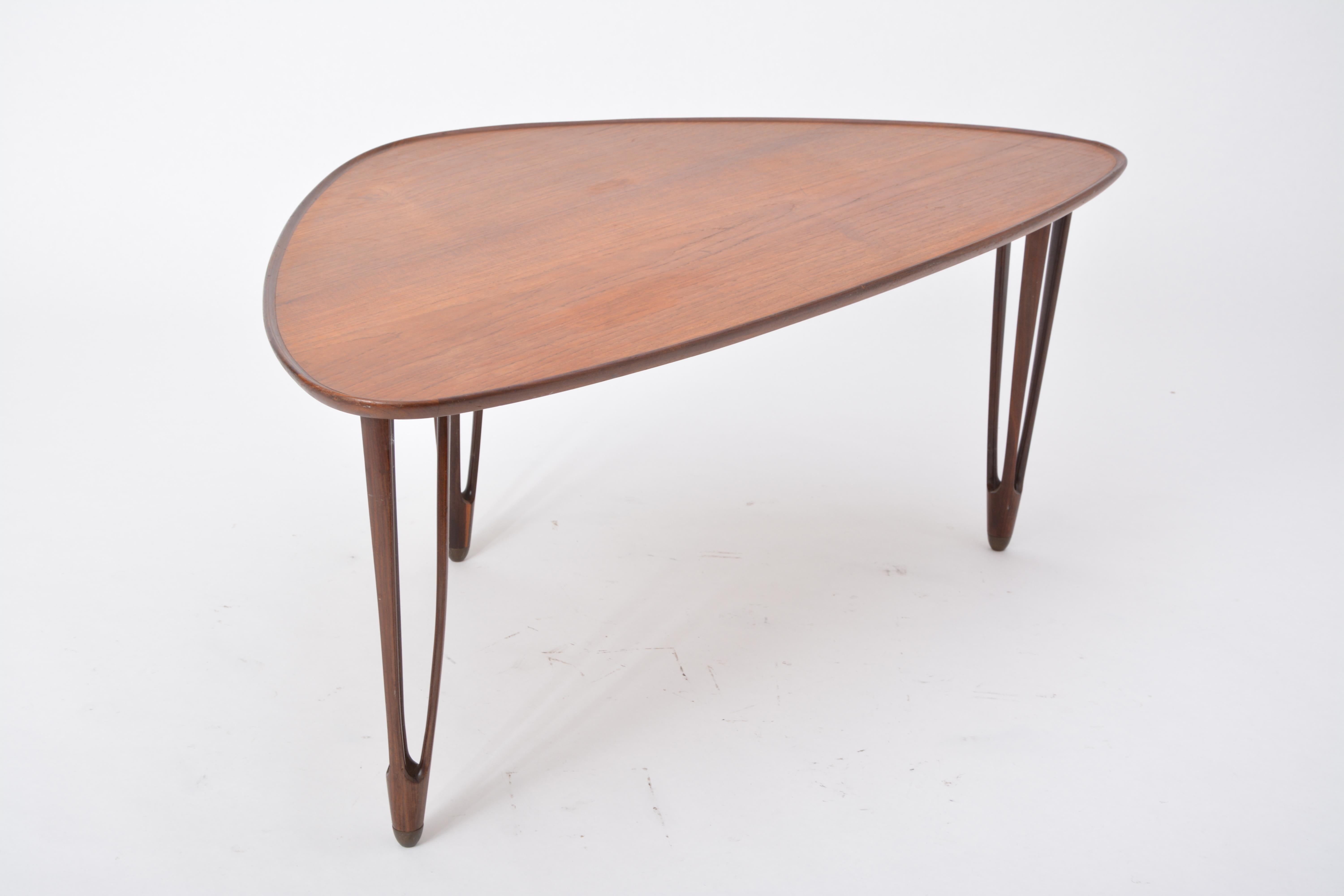 Danish Mid-Century Modern Teak tripod coffee table from BC Mobler 1