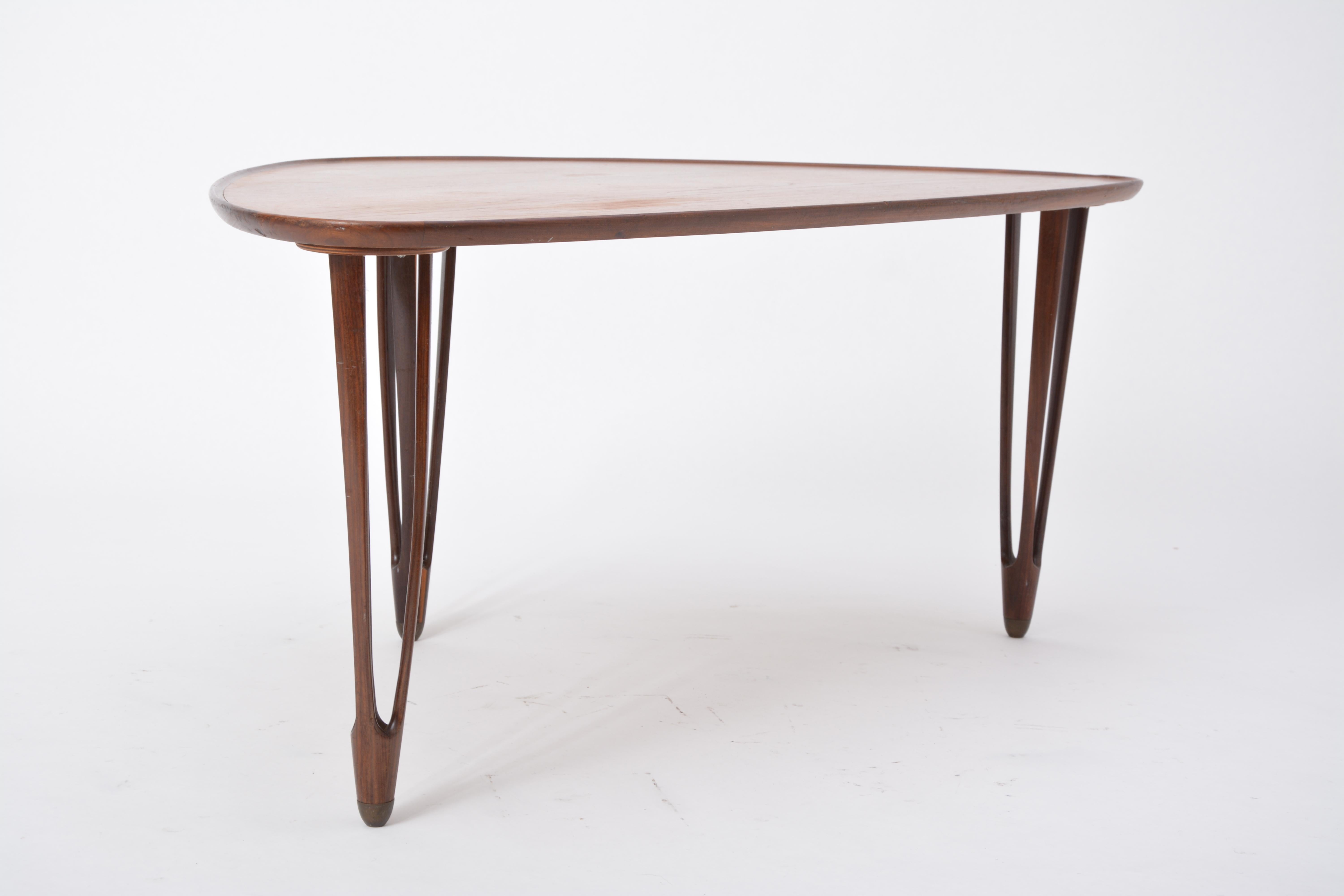 Danish Mid-Century Modern Teak tripod coffee table from BC Mobler 2