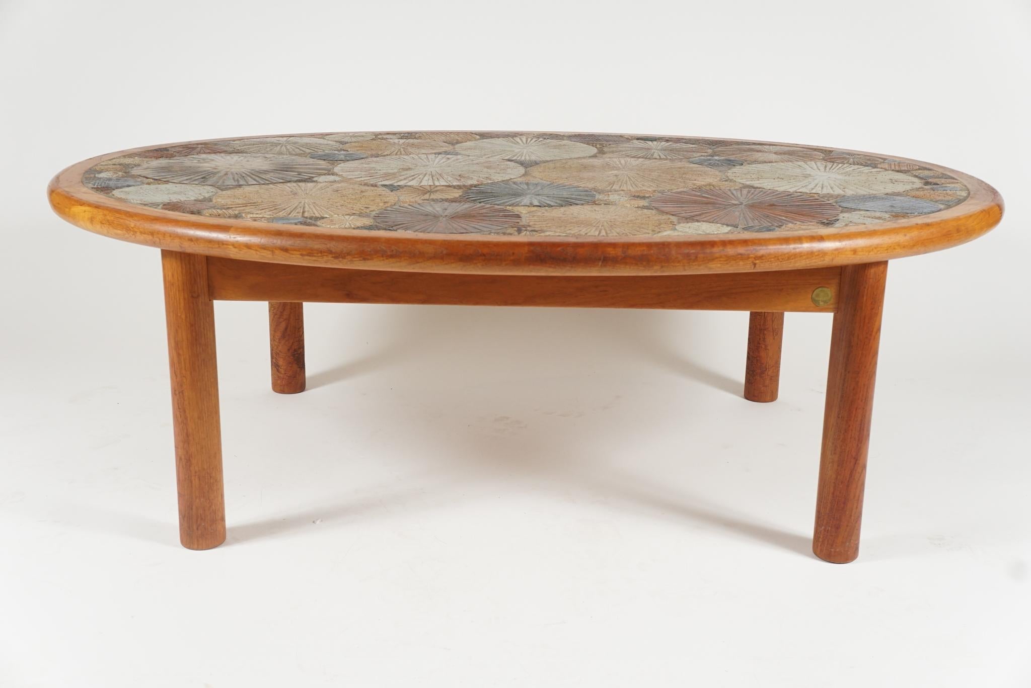 Teak Tue Poulsen Ceramic Art Tile Coffee Table by Haslev 1960s Made in Denmark In Good Condition In Hudson, NY