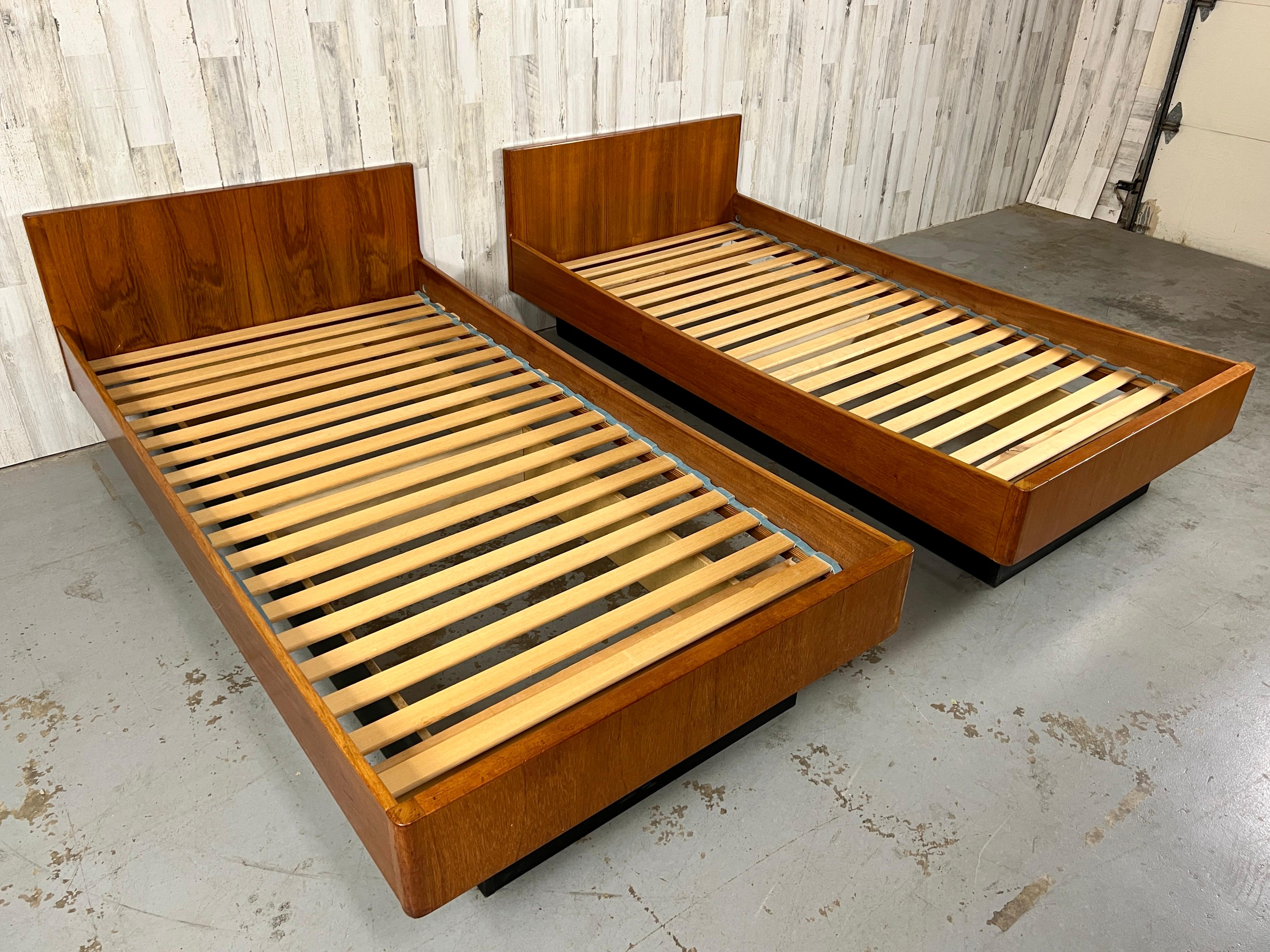Danish Teak Twin Platform Beds- A Pair 