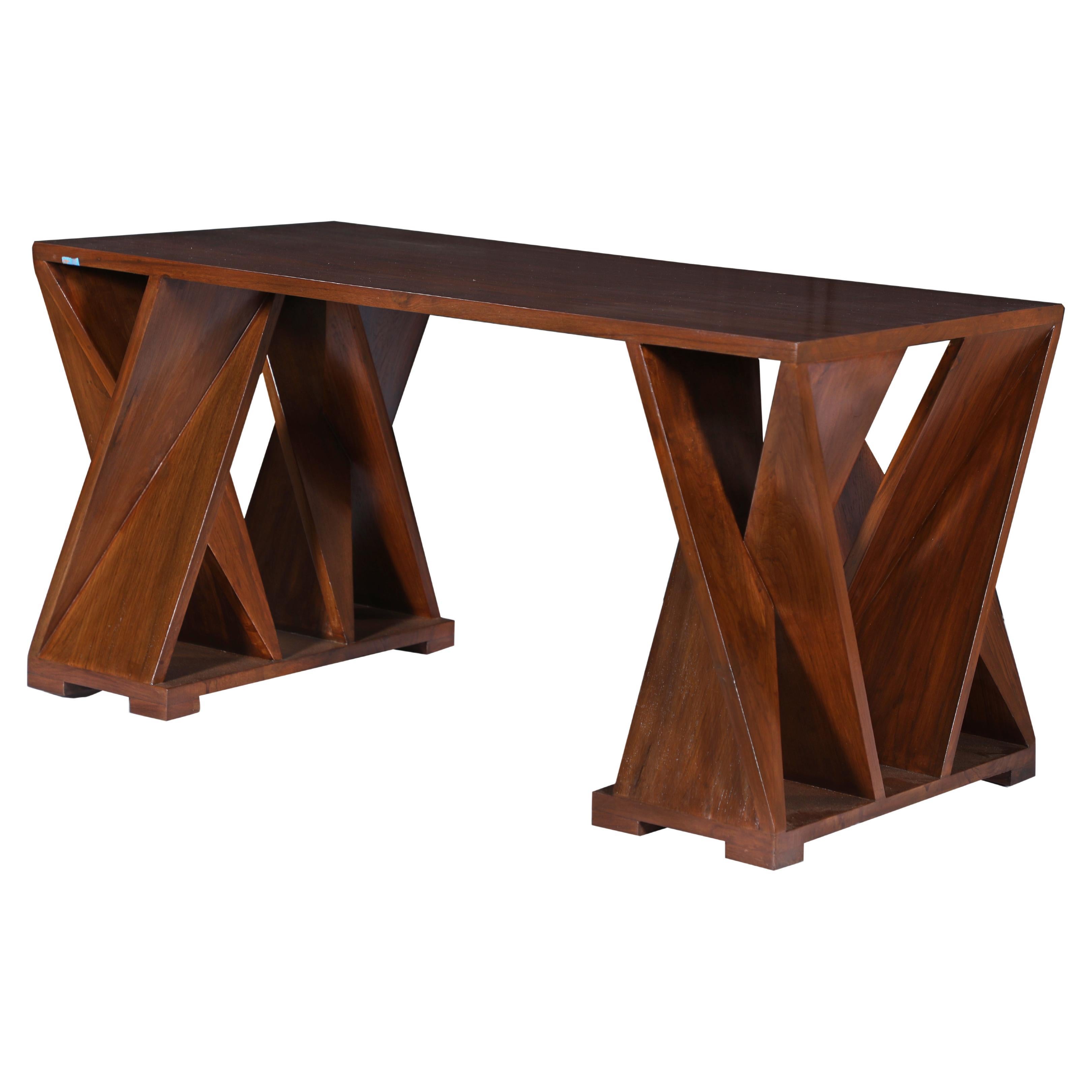 Teak Twisted and Angled Coffee Table or Bench For Sale