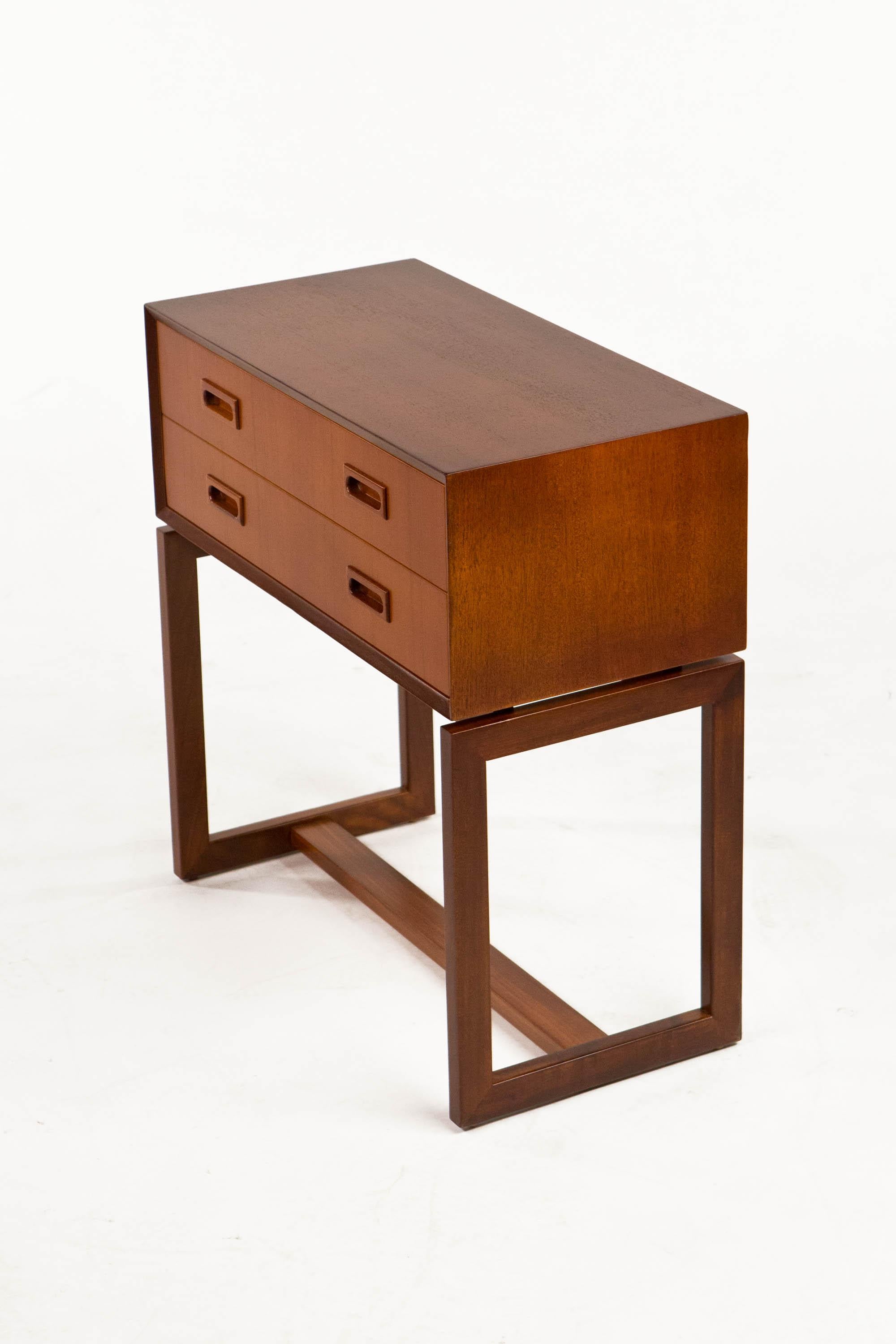 Teak Two Drawer Bureau with Beveled Edge, Danish Design 1950's For Sale 5