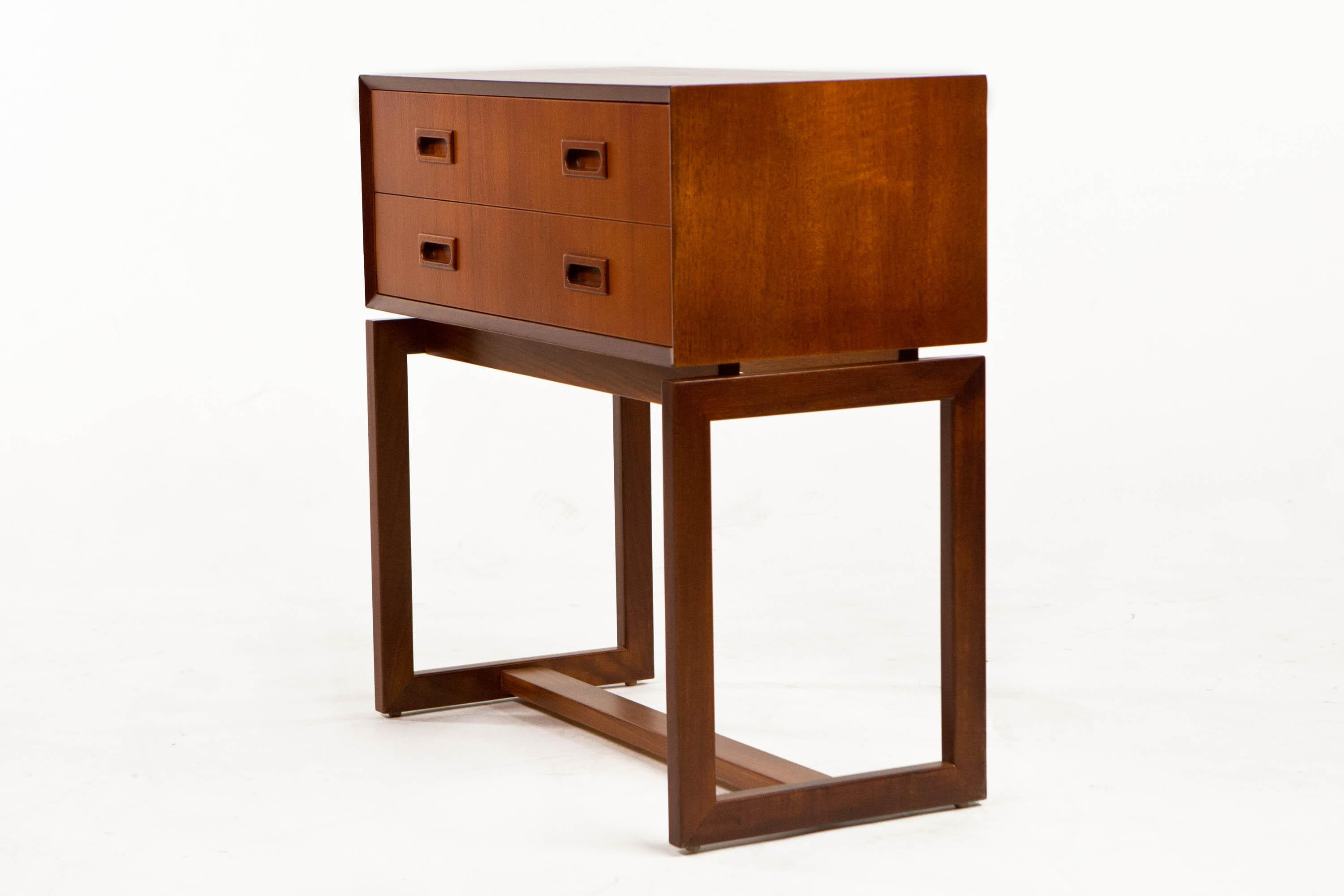 Teak Two Drawer Bureau with Beveled Edge, Danish Design 1950's 6