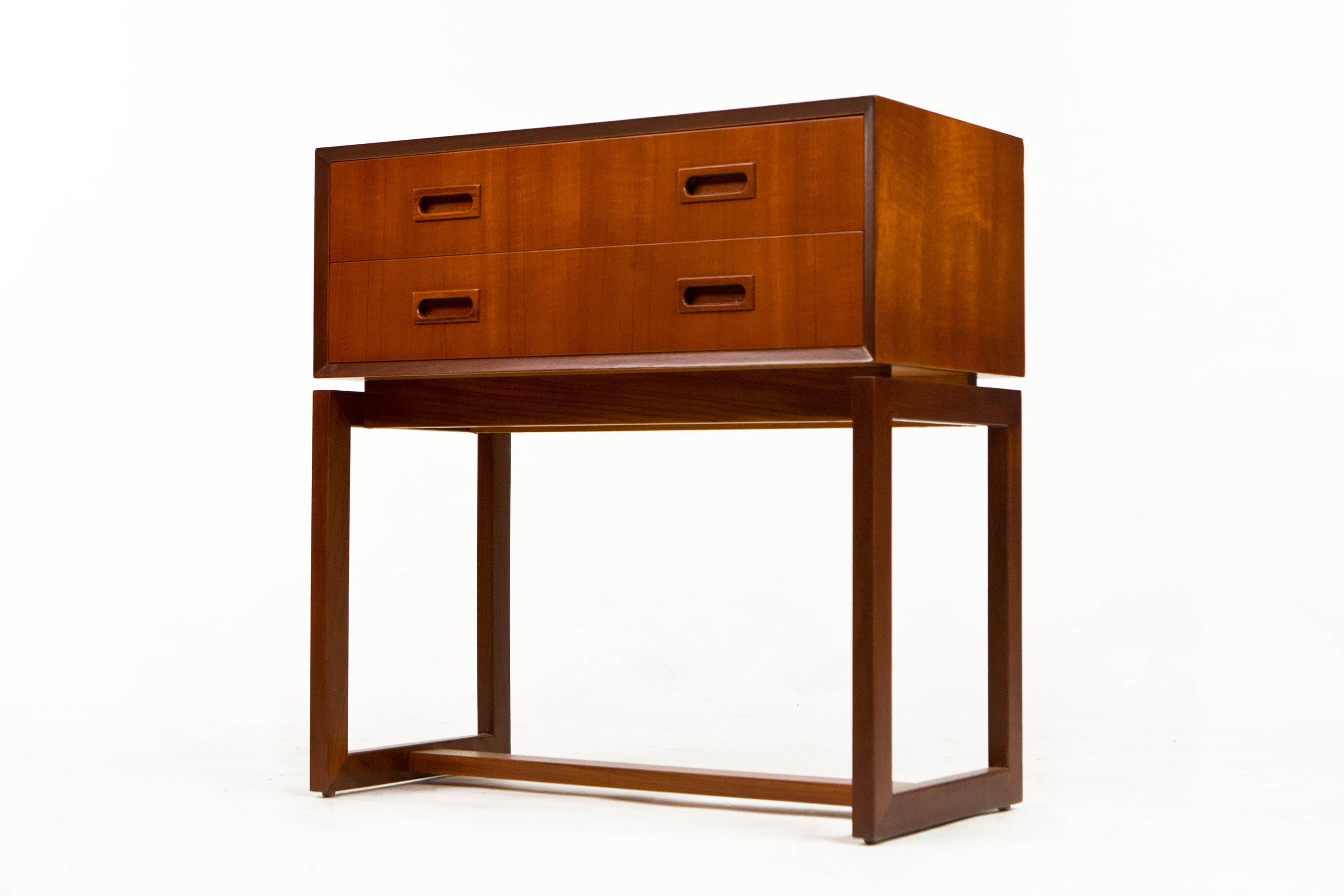 Teak Two Drawer Bureau with Beveled Edge, Danish Design 1950's 8